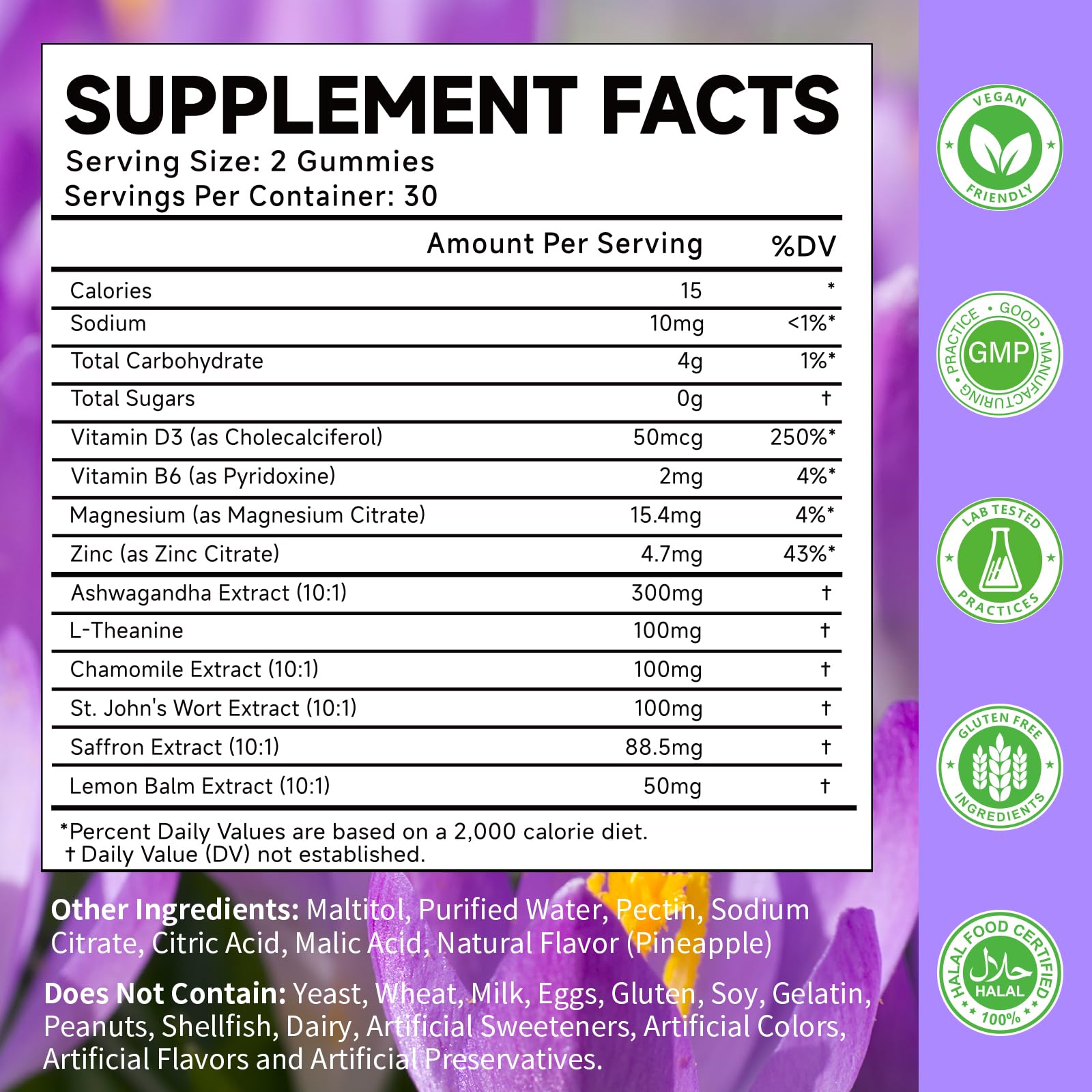Saffron Gummies for Adults – 10-in-1 Cortisol Support with Saffron 88.5mg, Vitamin D3, B6, Magnesium, Zinc | 120 Count