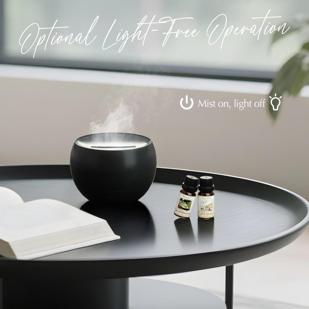 SALKING 2 Pack Flame Essential Oil Diffusers – 150ml Ultrasonic with Auto-Off (White & Black)