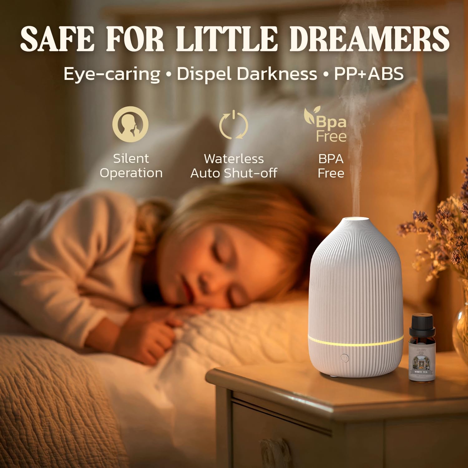 SALUBRITO Essential Oil Diffuser 100ml – Mini Ultrasonic, 7 LED Lights, Auto Shut-Off, White
