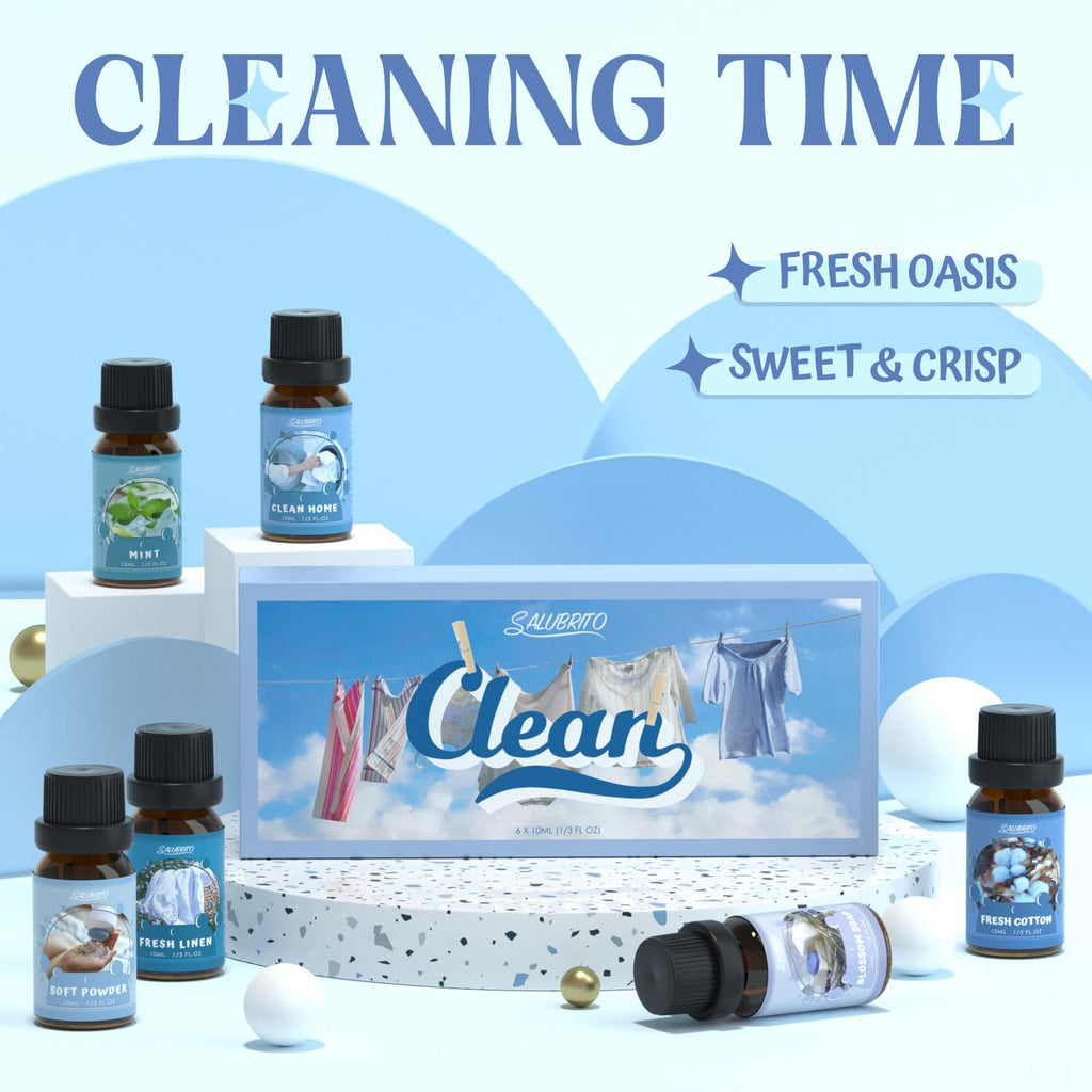 SALUBRITO Clean Fragrance Oils Set – Premium Essential Oils for Diffuser, Candle & DIY