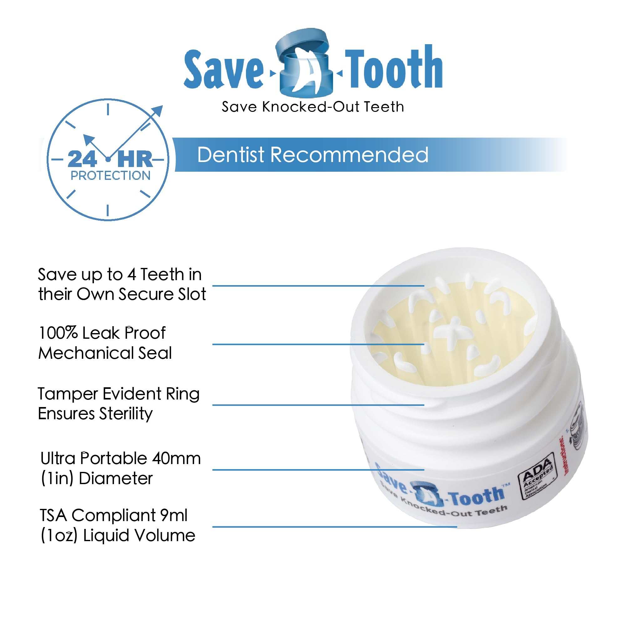 Save-A-Tooth Preservation Kit – Preserve Knocked-Out Teeth for 24 Hours | USA Made