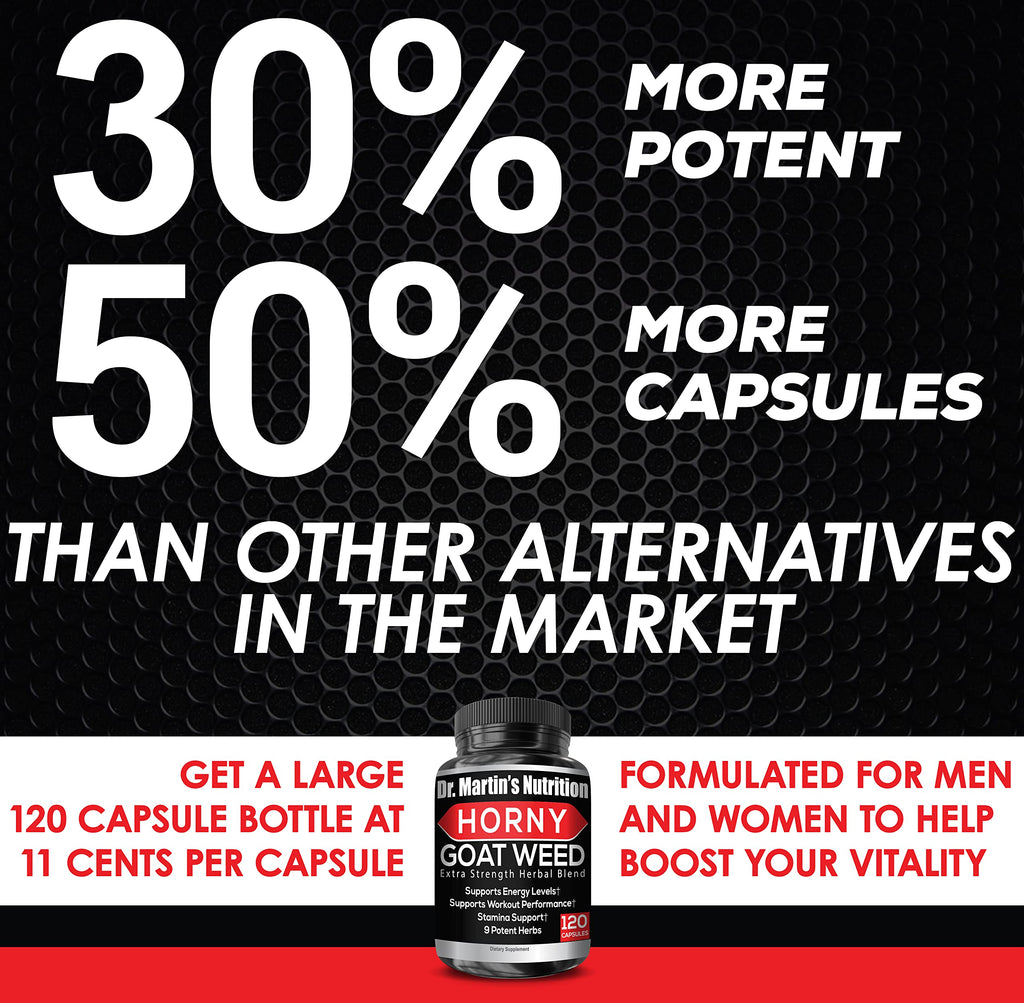 Super Strength 1590mg Horny Goat Weed 120 Capsules With Maca Arginine & Ginseng - Naturally Boost your Health, Workout Performance, Endurance & Energy, Joint Health For Men & Women (120C)