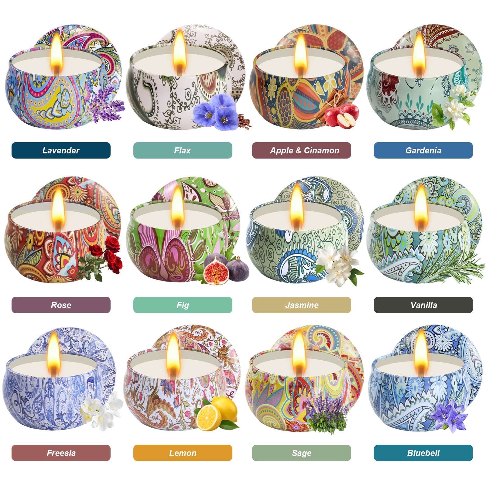 Scented Candles Gifts for Women, 12 Pack Natural Soy Candles for Home Scented, Aromatherapy Candle Set Gift for Women, Men, Friends Birthday, Anniversary