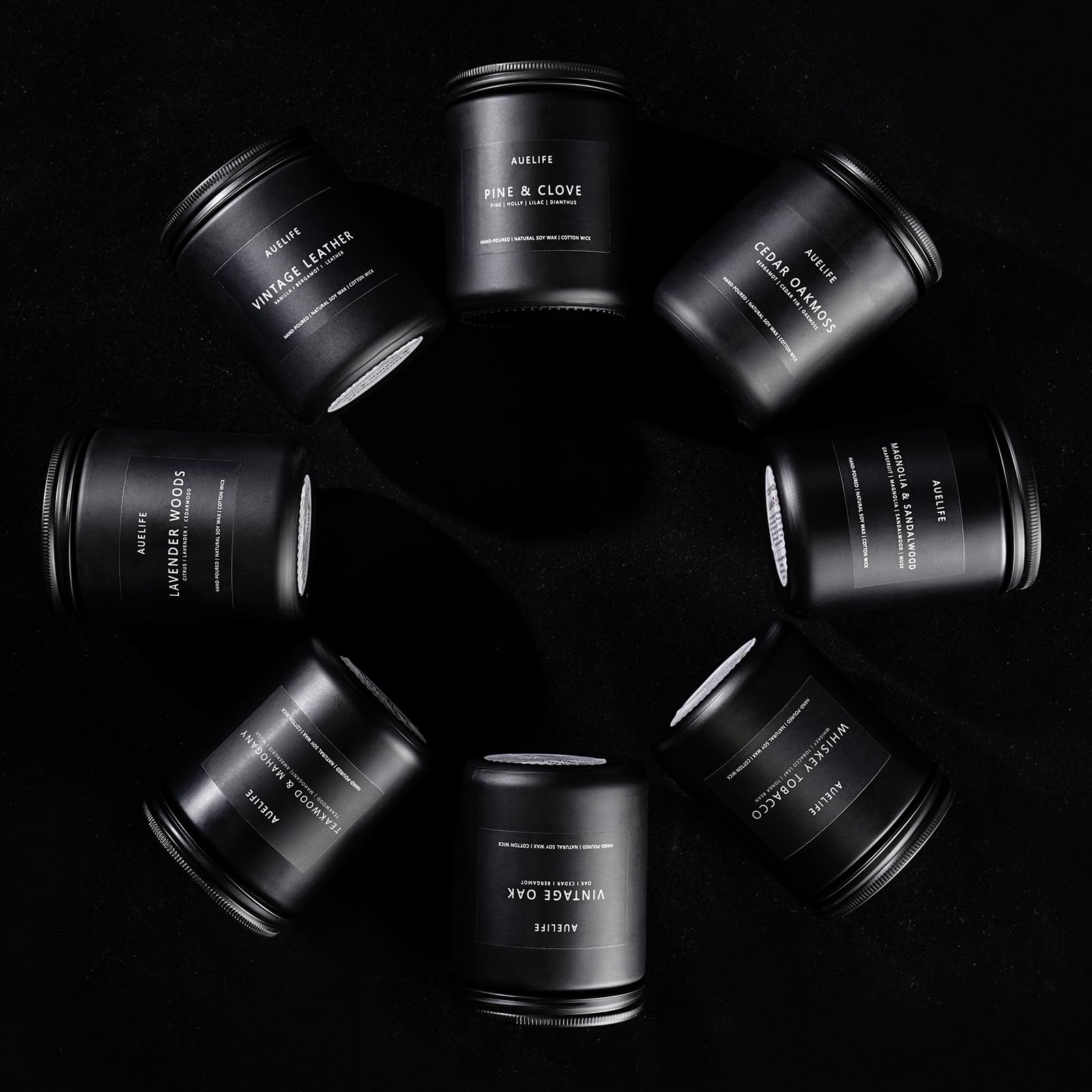 4 Pack Scented Candles Set for Men | Leather, Oak, Smoke & Vanilla