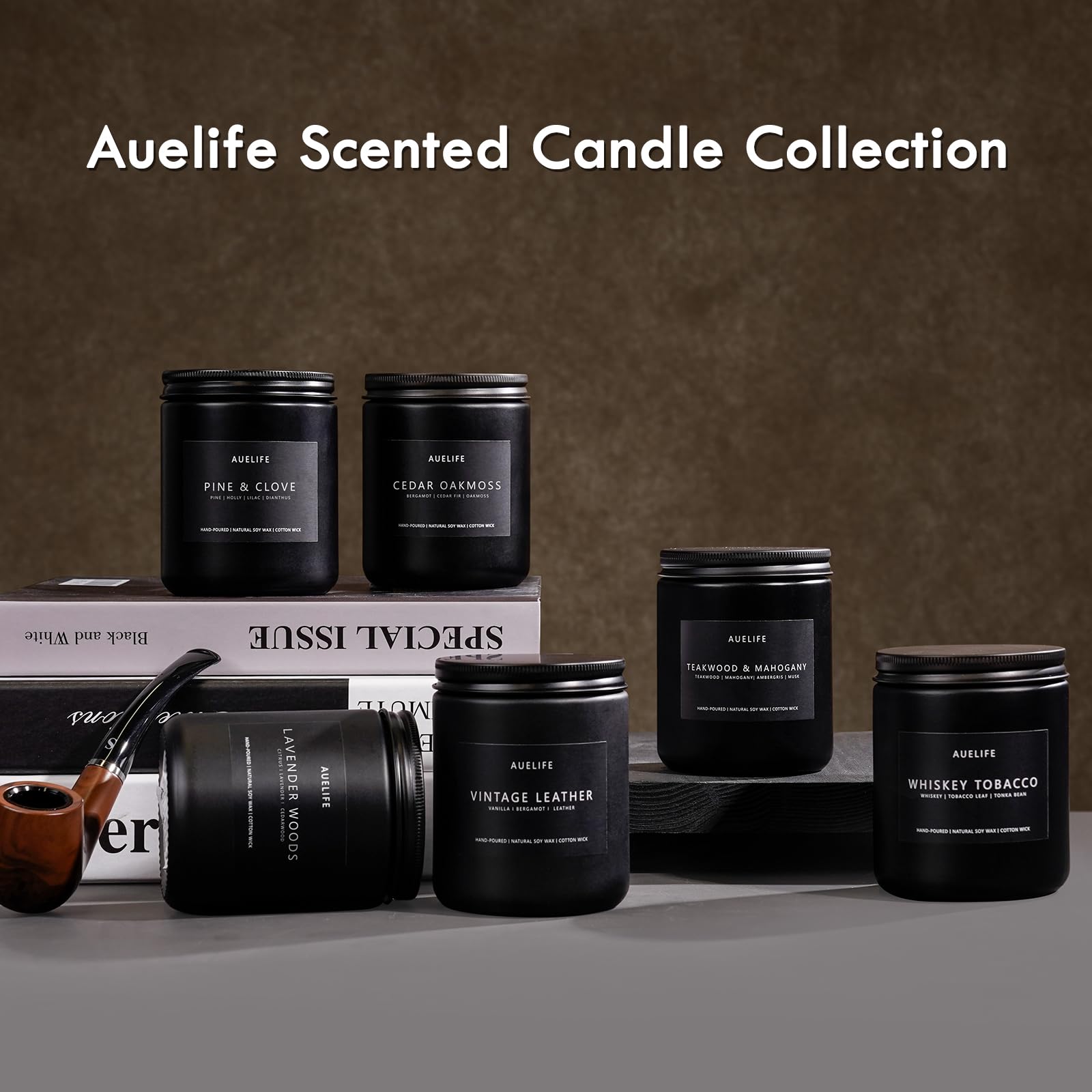 Scented Candles Set for Men – 6-Pack Masculine Soy Candles | Aromatherapy Gift
