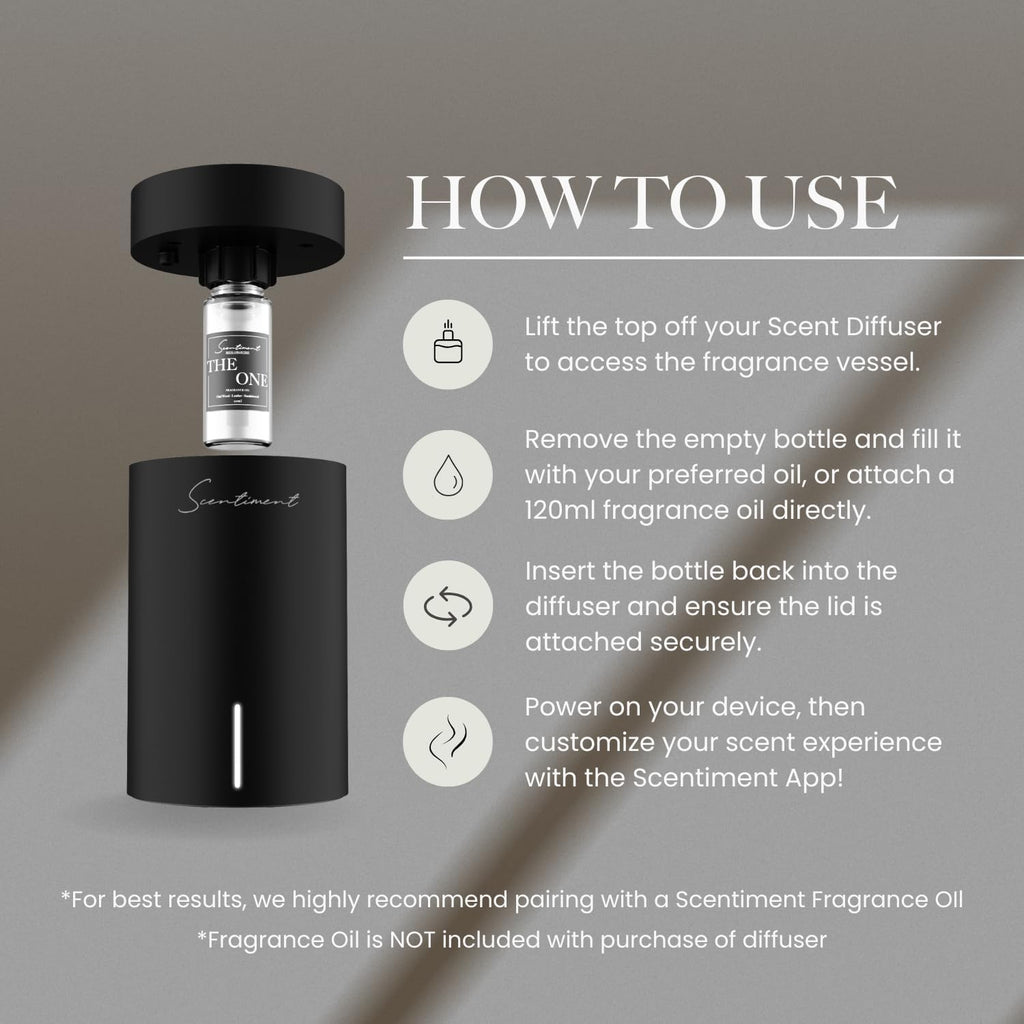 Scentiment Mini V2 LE – Limited Edition Portable Cold-Air Diffuser with Wi-Fi, Touch Controls, 500 sq ft (Black)