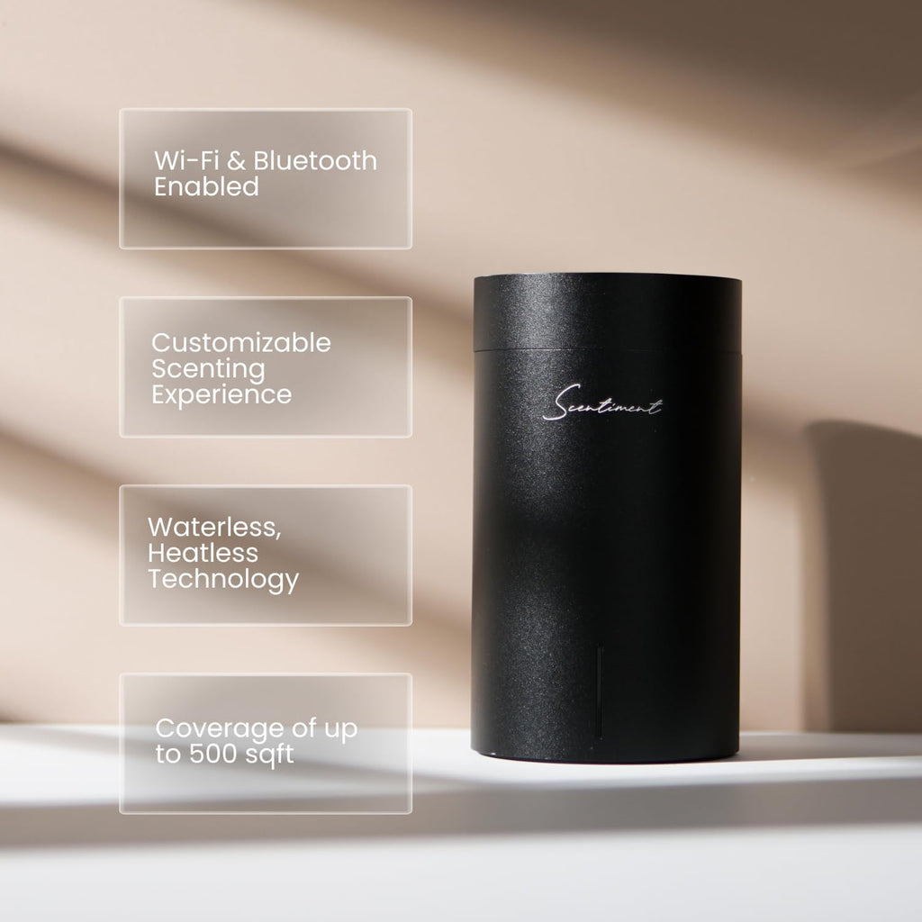 Scentiment Mini V2 LE – Limited Edition Portable Cold-Air Diffuser with Wi-Fi, Touch Controls, 500 sq ft (Black)