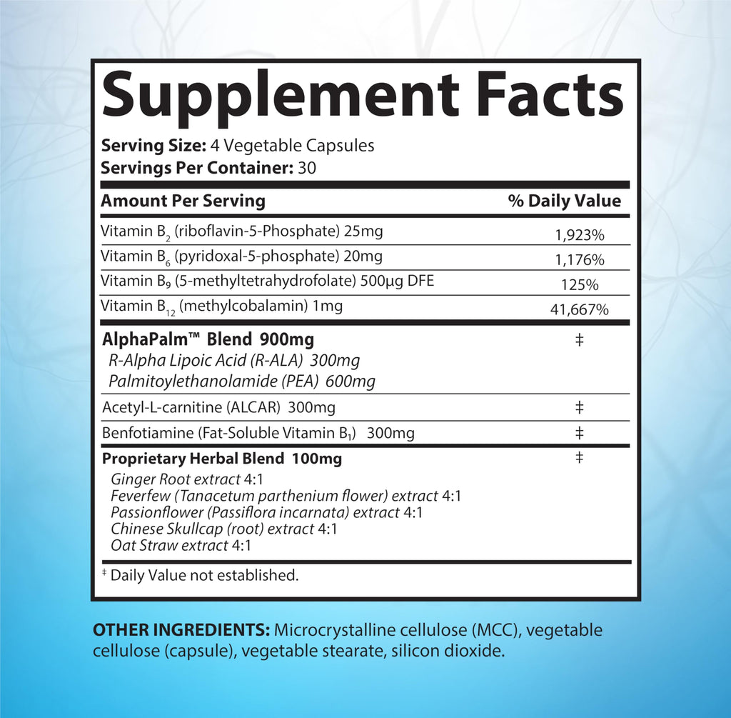 SciatiEase Sciatic Nerve Support – AlphaPalm, PEA & B-Complex, 120 Capsules