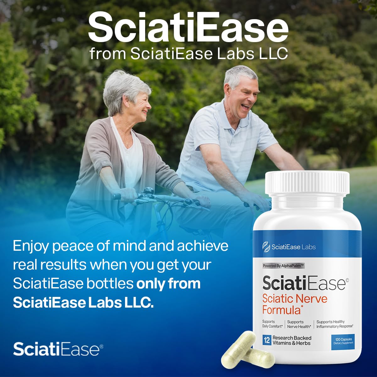 SciatiEase Sciatic Nerve Health Support Supplement - 3 Bottles | PEA, Alpha-Lipoic Acid 300mg, B Complex