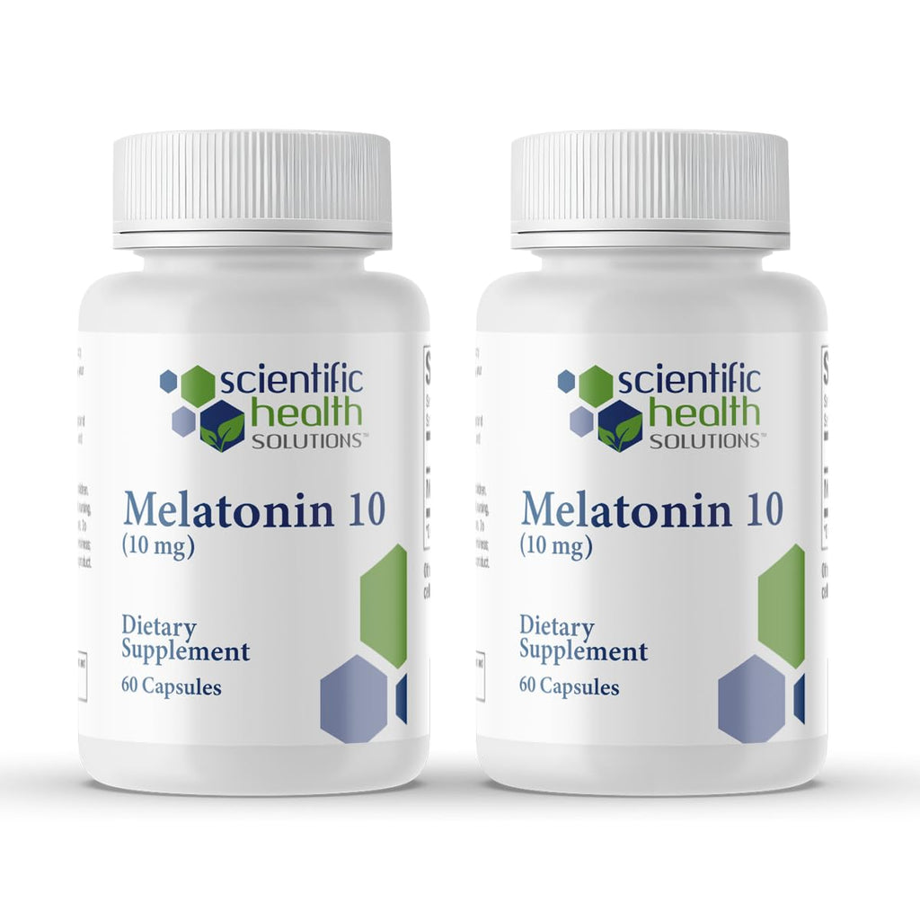Melatonin 10mg Extra Strength - Scientific Health Solutions | Vegan, Non-GMO, Gluten-Free | US-Made 2-Pack