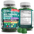 Sea Moss Gummies | Clinically Tested Vegan Irish Sea Moss Gummy Vitamins with Black Seed Oil, Ashwagandha, Elderberry, Burdock Root, Chlorella & Manuka Honey | Green Apple Flavor