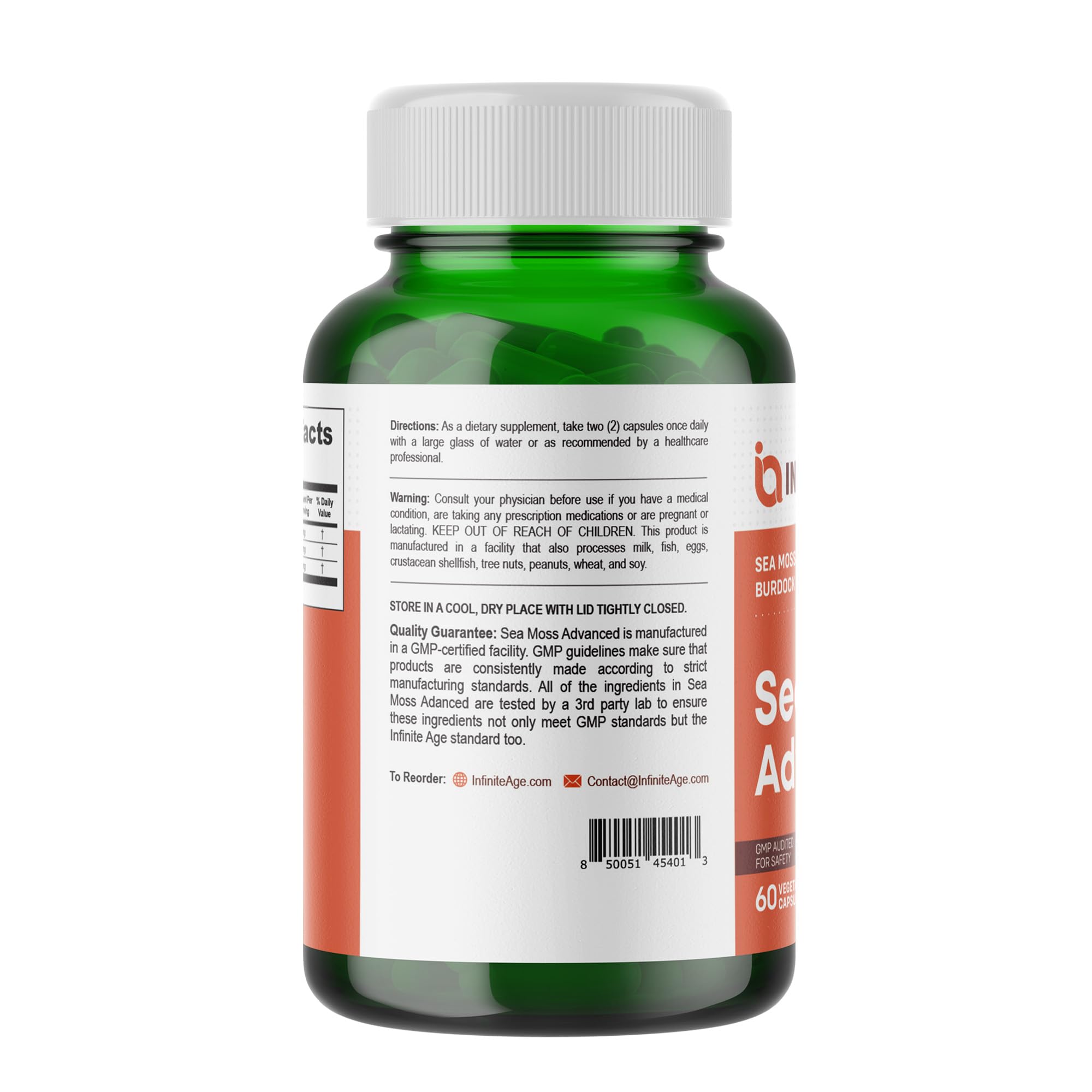 INFINITE AGE 1250mg Sea Moss Capsules – 60 Count, Vegan, Made in USA