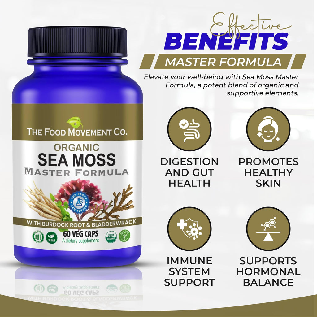 Sea Moss Master Formula with Burdock & Bladderwrack | Gut Health | The Food Movement Co.