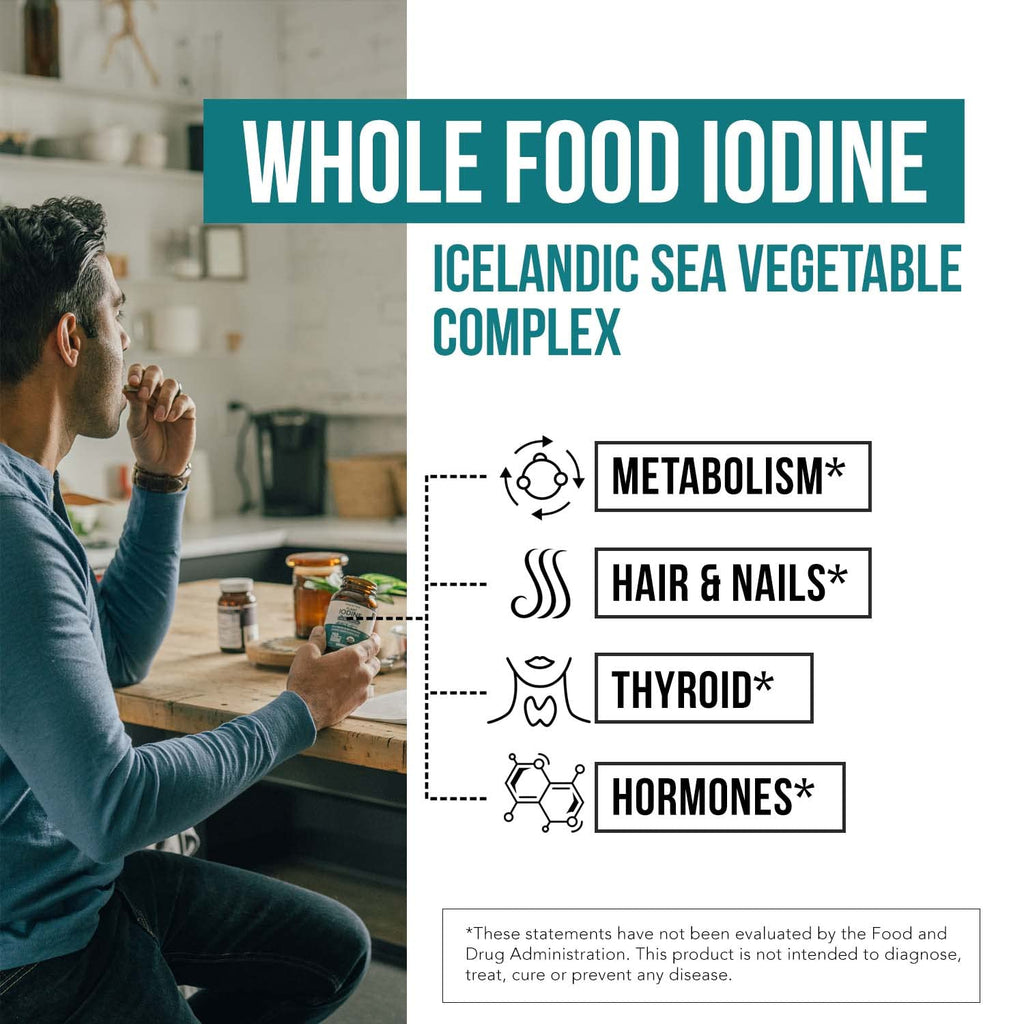 Organic Iodine Supplement from Sea Vegetables – Whole Food & Raw (250 mcg)