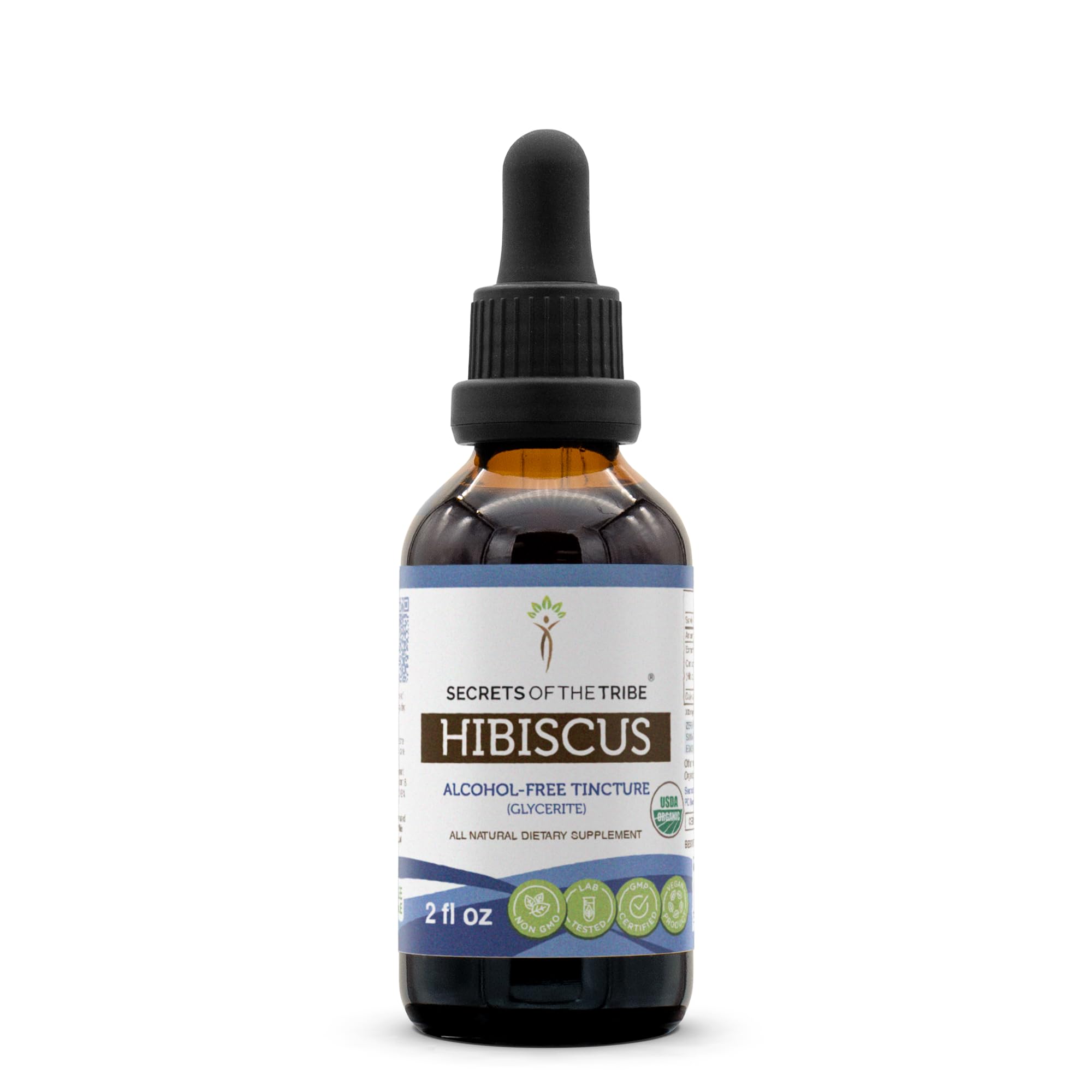 Secrets of the Tribe Hibiscus Tincture – Alcohol-Free Liquid Extract (2 FL OZ) – USDA Organic Hibiscus Sabdariffa
