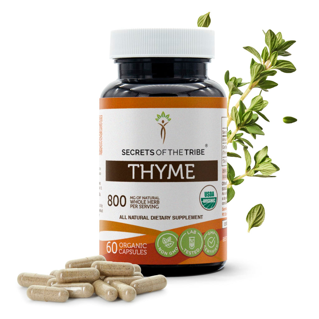 Secrets of the Tribe Thyme 60 Capsules – 800 mg, USDA Organic Thyme (Thymus Vulgaris) Dried Leaf