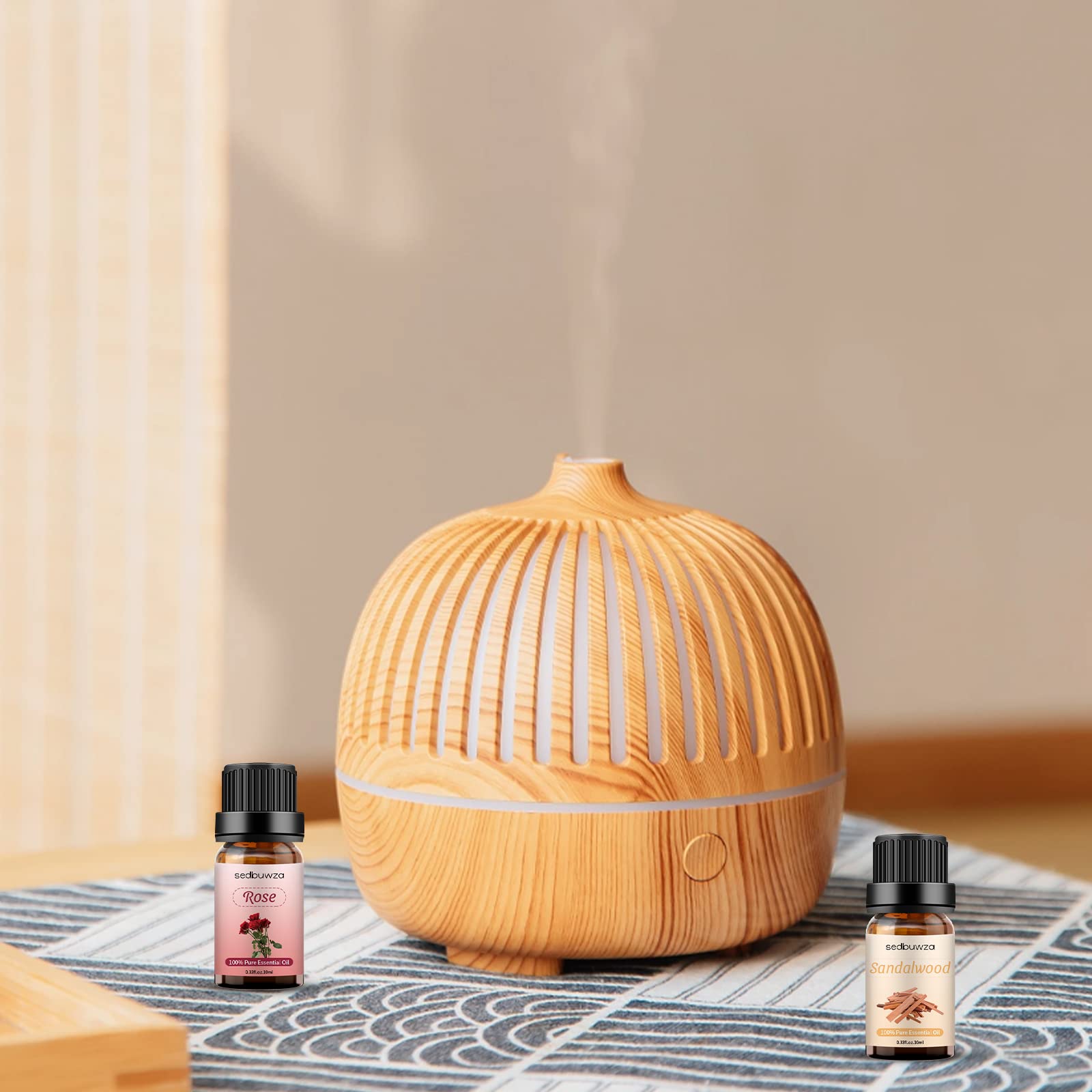 Sedbuwza Rose & Sandalwood Essential Oil Set - 2 x 10 ml for Diffuser