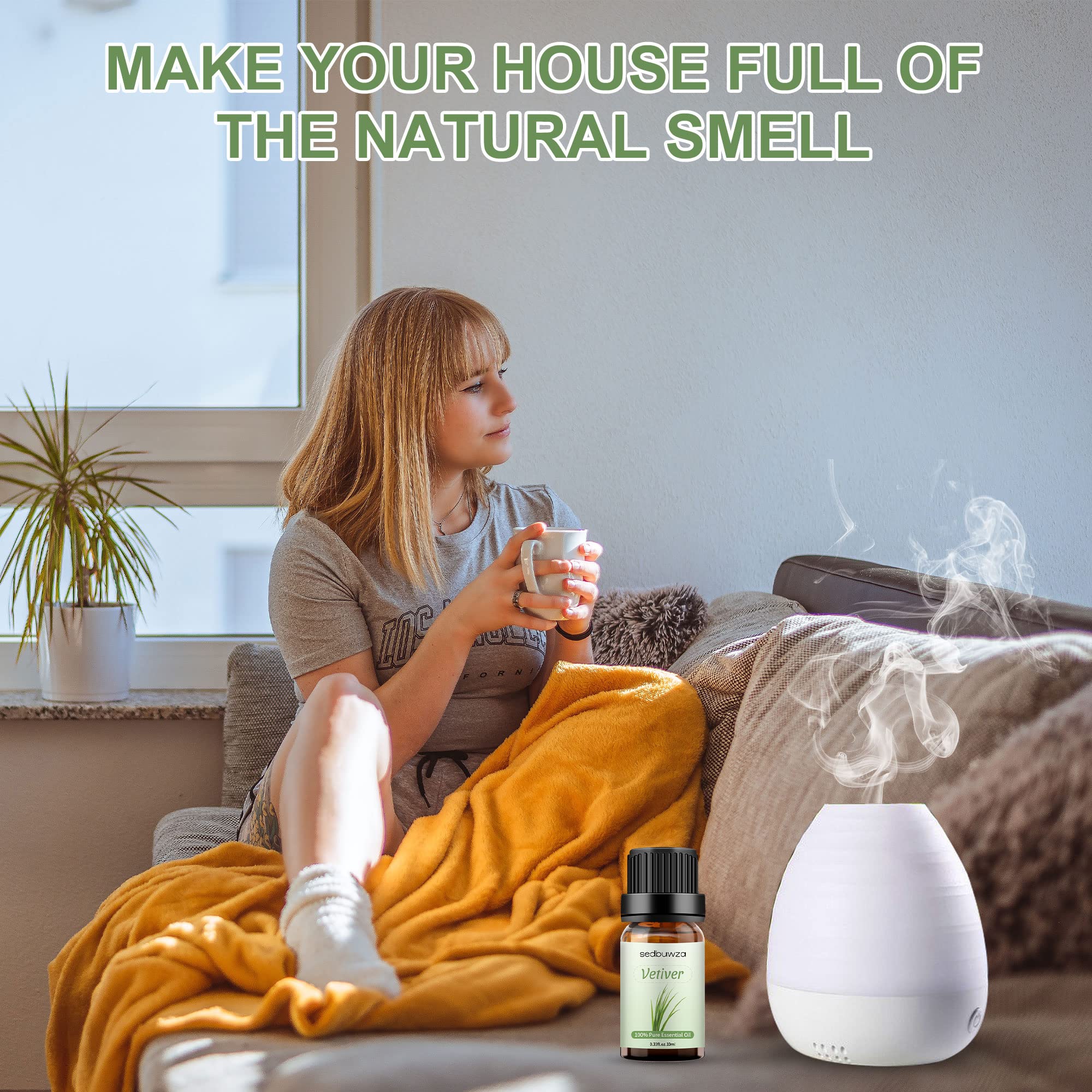 Sedbuwza Vetiver Essential Oil - Pure Organic Fragrance Oil for Diffusers, Soap & Candles