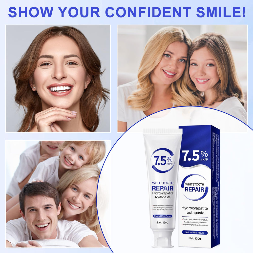 Hydroxyapatite Toothpaste for Sensitive Teeth - Fluoride-Free, Enamel Protection & Tooth Strengthening, Supports Oral Health & Fresh Breath - 4.23oz/Tube (2PCS)