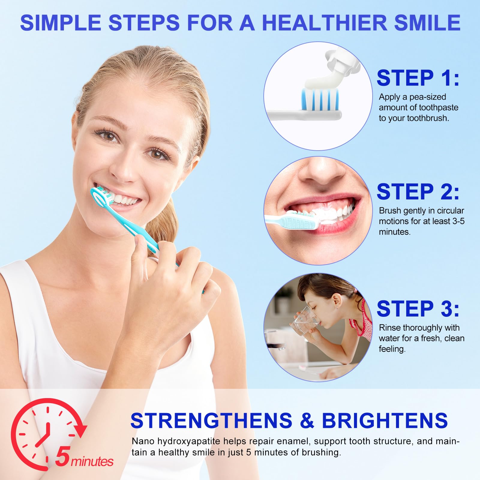 7.5% Hydroxyapatite Toothpaste (Fluoride Free) – Natural Nano HA for Sensitive Teeth, Enamel Protection & Strengthening