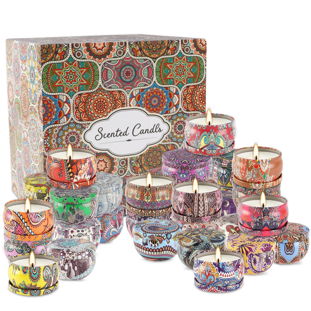 Set of 36 Scented Candle Gift Set | Natural Pure Soy Wax Aromatherapy Candles for Home and Women