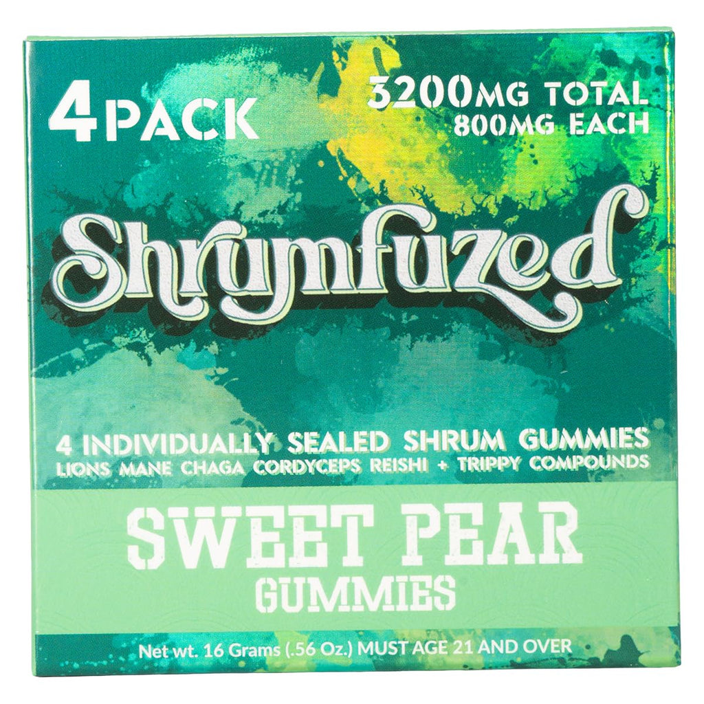 Shrumfuzed Proprietary Nootropic Gummy 3200mg – Lion's Mane, Reishi, Chaga & Cordycep Mushroom Blend (4, Sweet Pear)