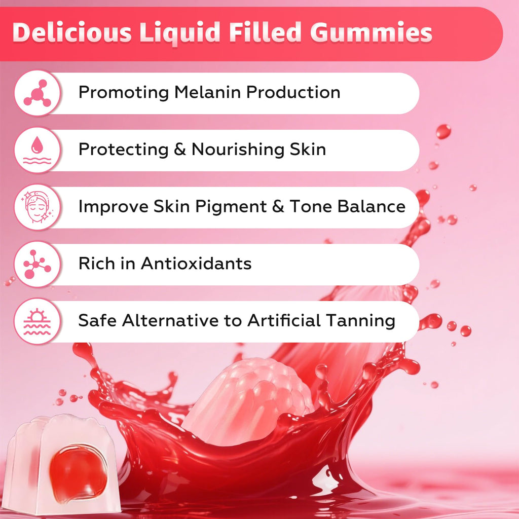 SijiGood 2 Pack Tanning Gummies – Sugar Free Self Tan, Strawberry, 120 Count