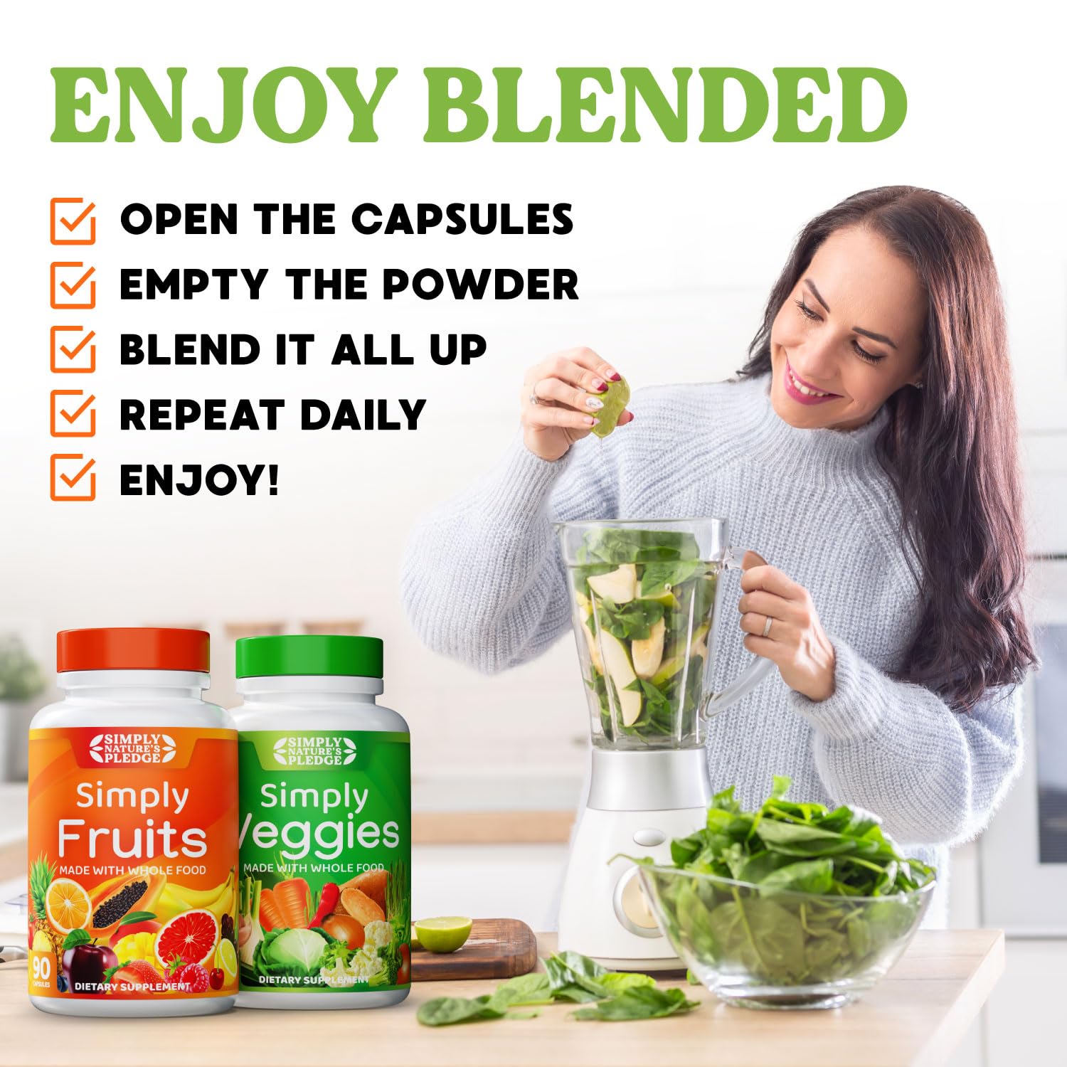 Simply Nature’s Pledge – 42+ Fruits & Vegetables, 2-Month Supply, Non-GMO & Soy-Free