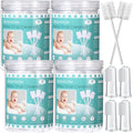 Singhoow 200Pcs Baby Tongue Cleaners + 4 Finger Toothbrushes - Disposable Gauze (Blue)