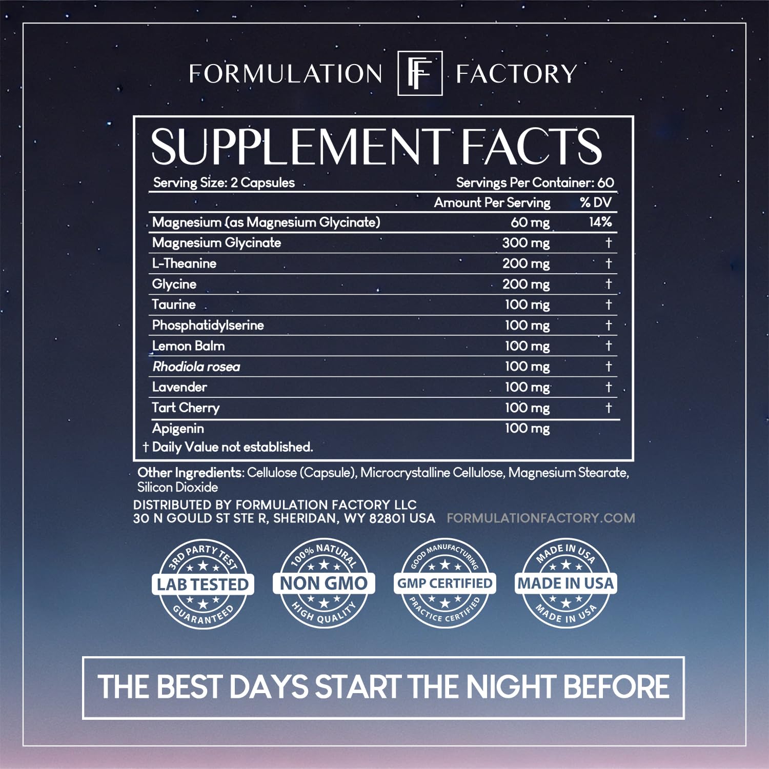 Formulation Factory The Night Before 10-in-1 Midnight Maximizer Sleep Supplement — Magnesium Glycinate, L-Theanine & More (360 Capsules, 6 Months)
