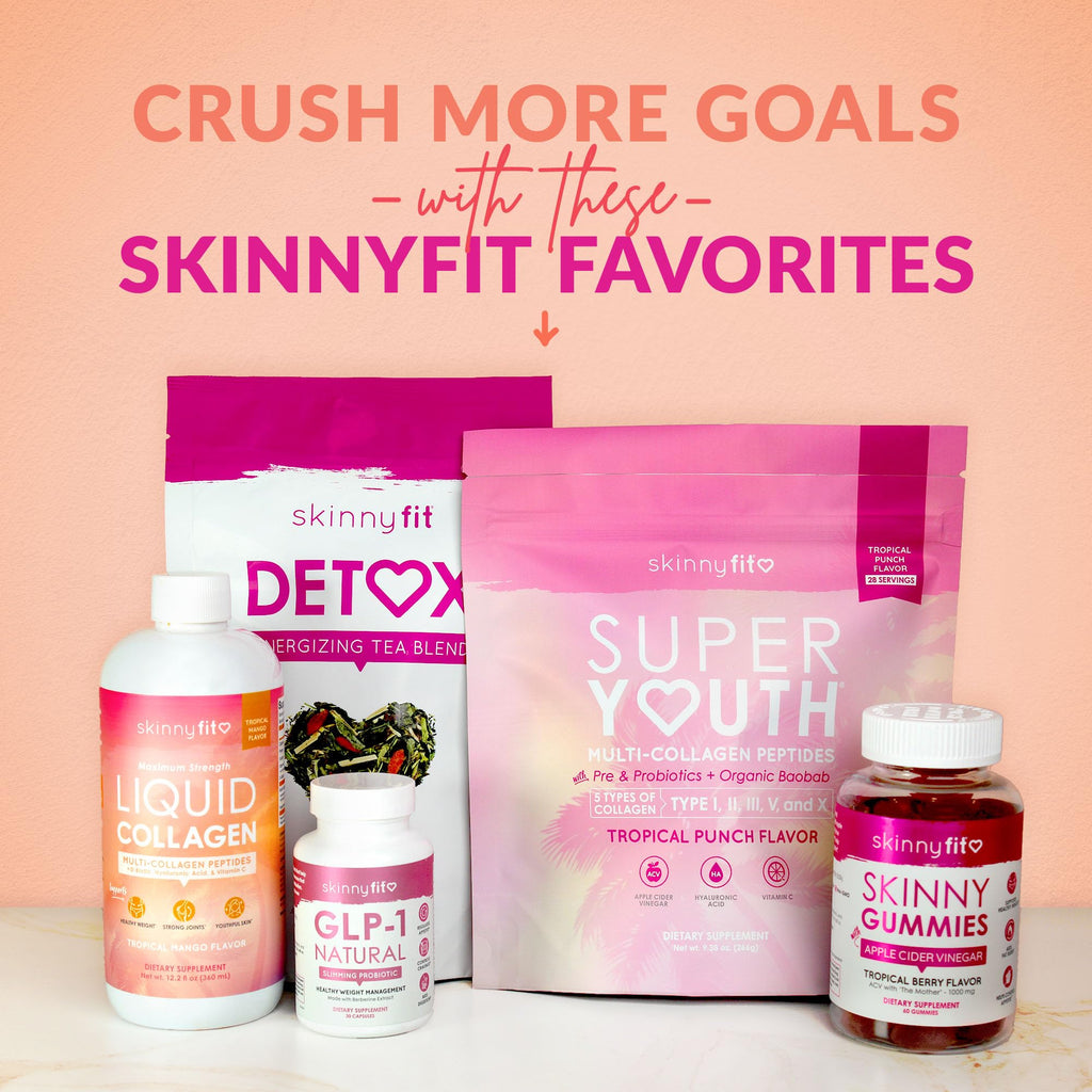 SkinnyFit Super Youth Collagen for Women - Multi-Collagen Peptides Powder with Probiotics, Fiber & Hyaluronic Acid | Orange Pineapple, 28 Servings