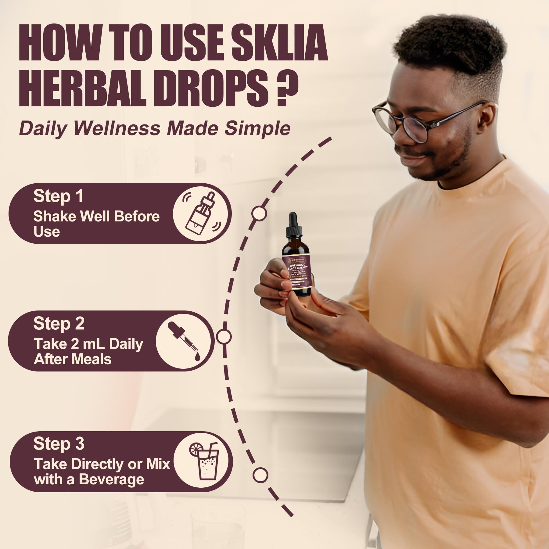 SKLIA 20-in-1 Liposomal Wormwood Cleanse Drops – Rapid Gut Cleanse & Digestive Support