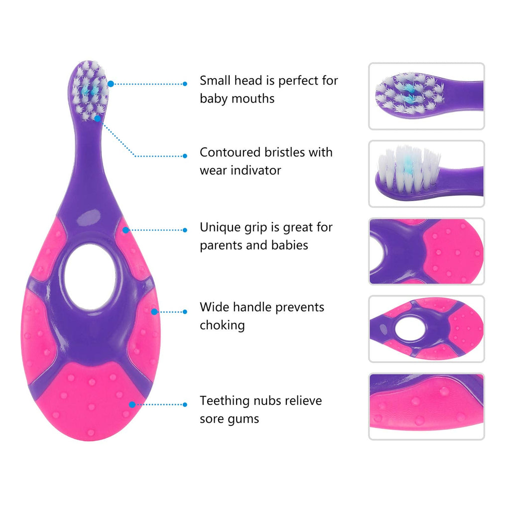 Slotic Baby Toothbrush 0-2Y - 4-Pack with Extra Soft Bristles - Dentist Recommended