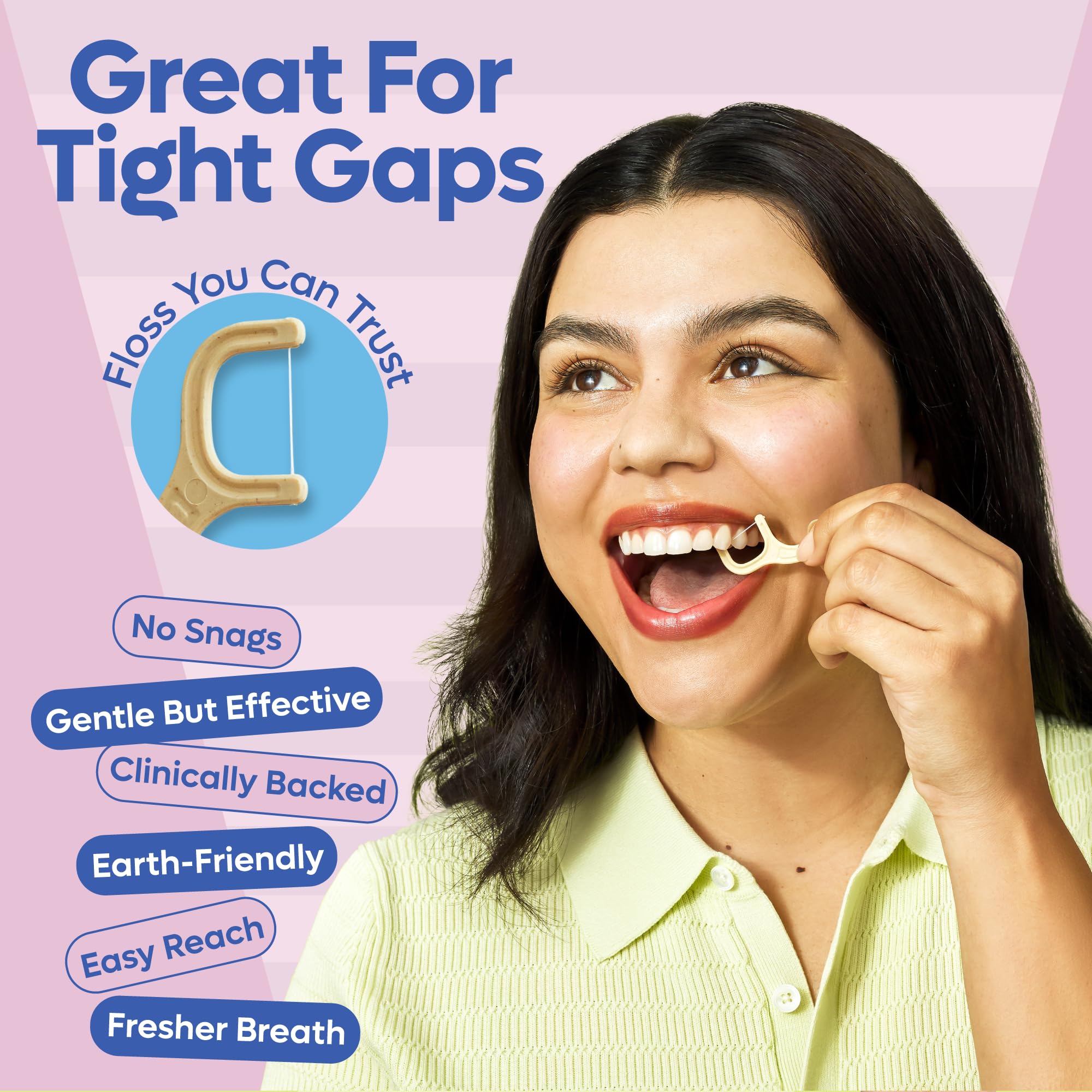 SmartLifeco Eco-Friendly Dental Floss Picks (300ct) – Original Straw Wheat, Zero Waste