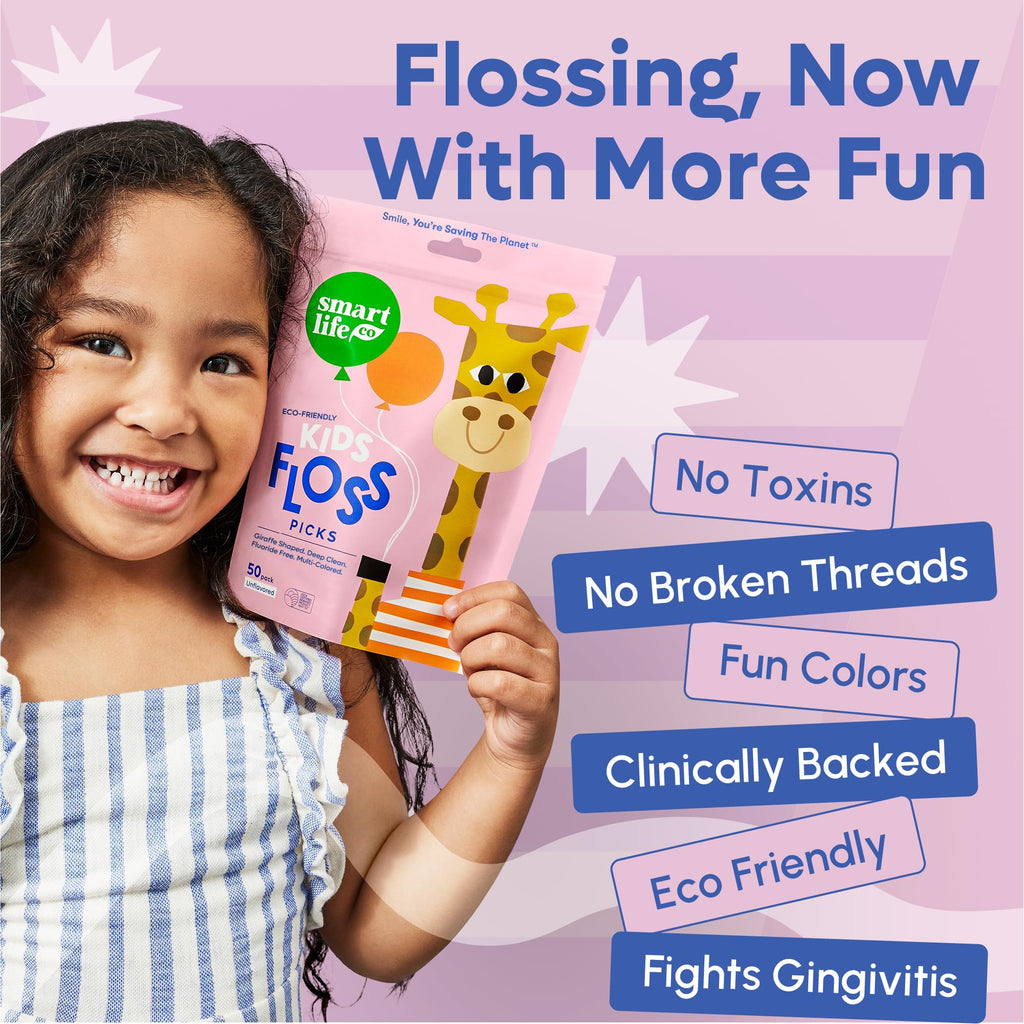 SmartLifeco Biodegradable Kids Flossers – Unflavored, Fluoride & PFA Free