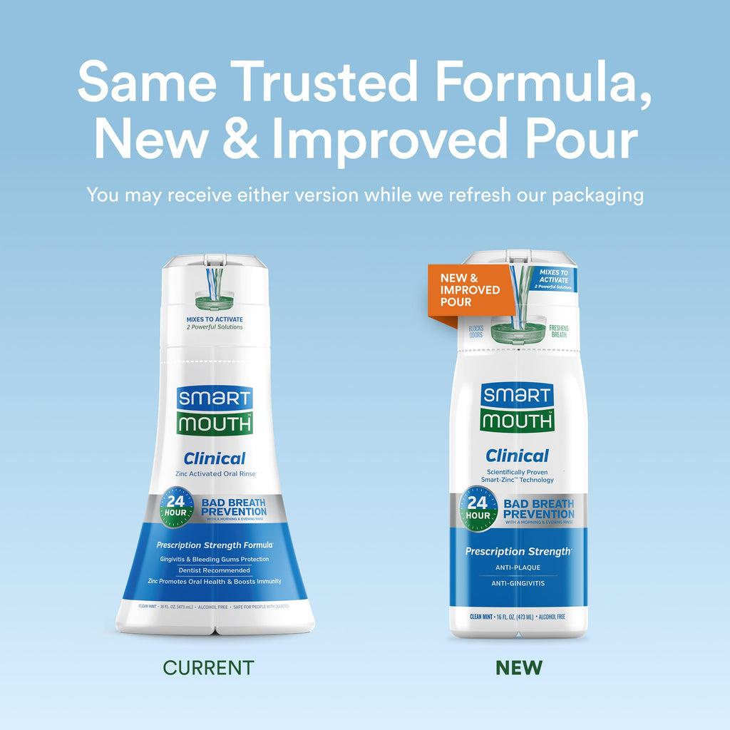 SmartMouth DDS Activated Clinical Mouthwash with Tongue Cleaner – Fresh Breath, Gum Health, 16 oz