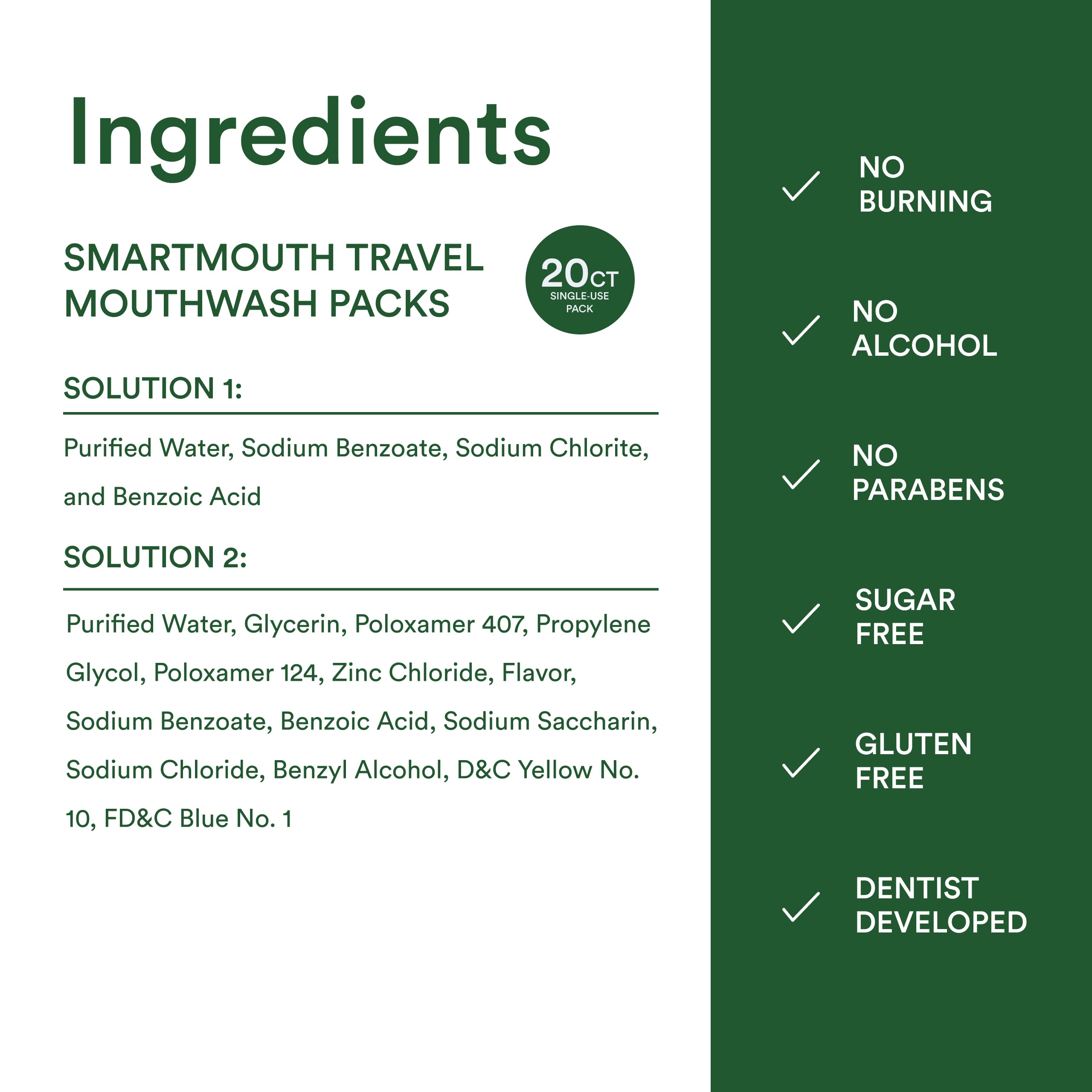 SmartMouth Original Activated Mouthwash – Travel Singles, Fresh Mint, 20 Pack