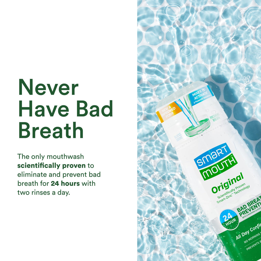 SmartMouth Original Activated Mouthwash – 24-Hour Fresh Breath Mint (16 oz, 3 Pack)