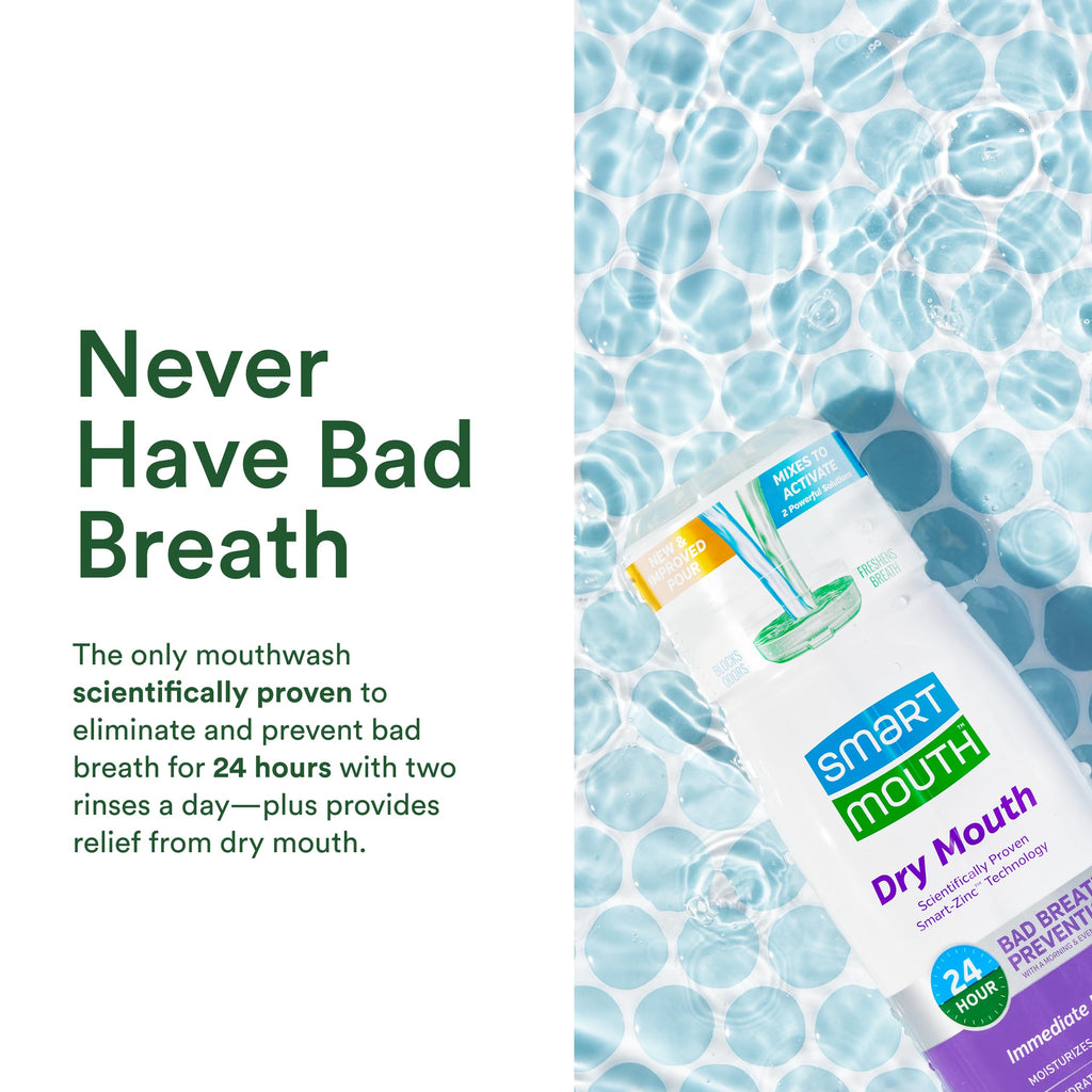 SmartMouth Dry Mouth Dual-Action Mints & Activated Mouthwash Package – 16 Fl Oz Mouthwash + 50 Count Mints, Soothing Mint