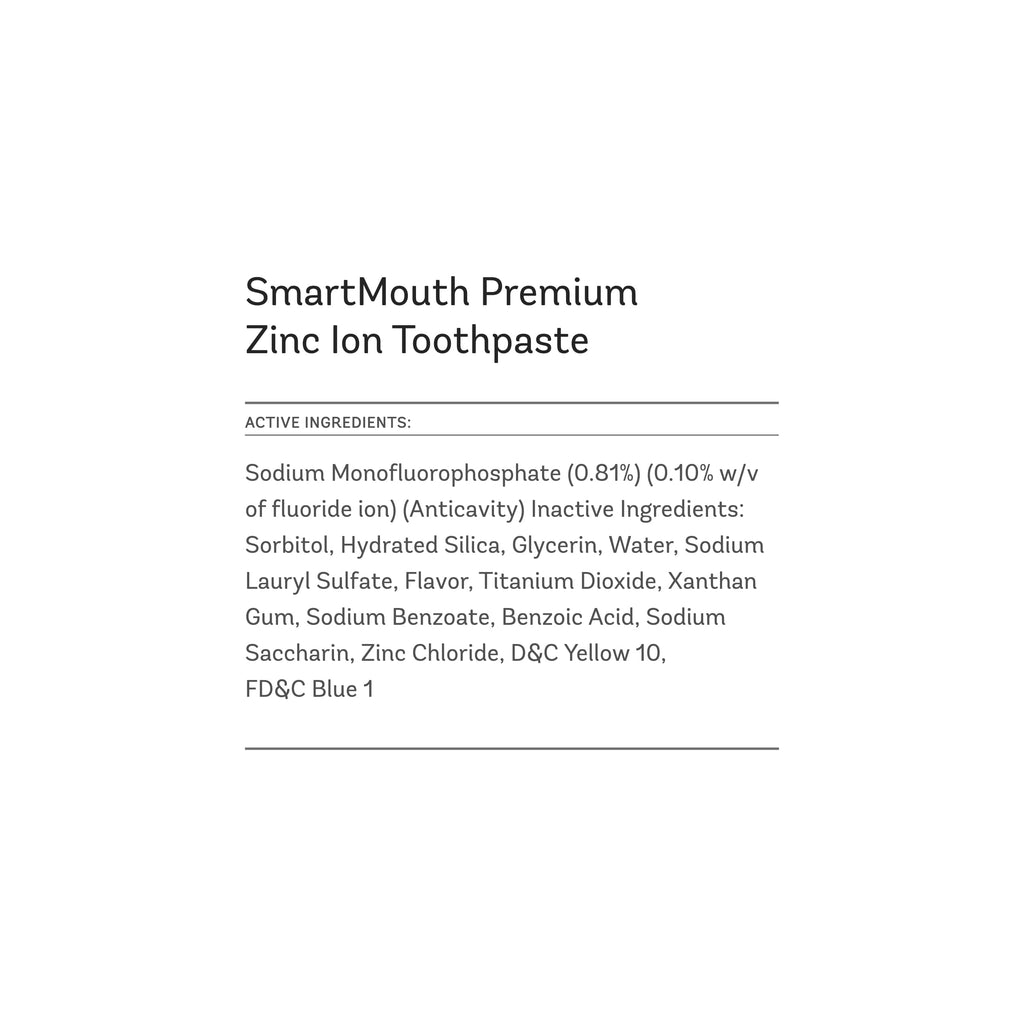 SmartMouth Premium Zinc Ion Toothpaste – Whitening, Fluoride, 6 oz 2-Pack – Anti-Cavity & Enamel Strengthening, Mild Mint