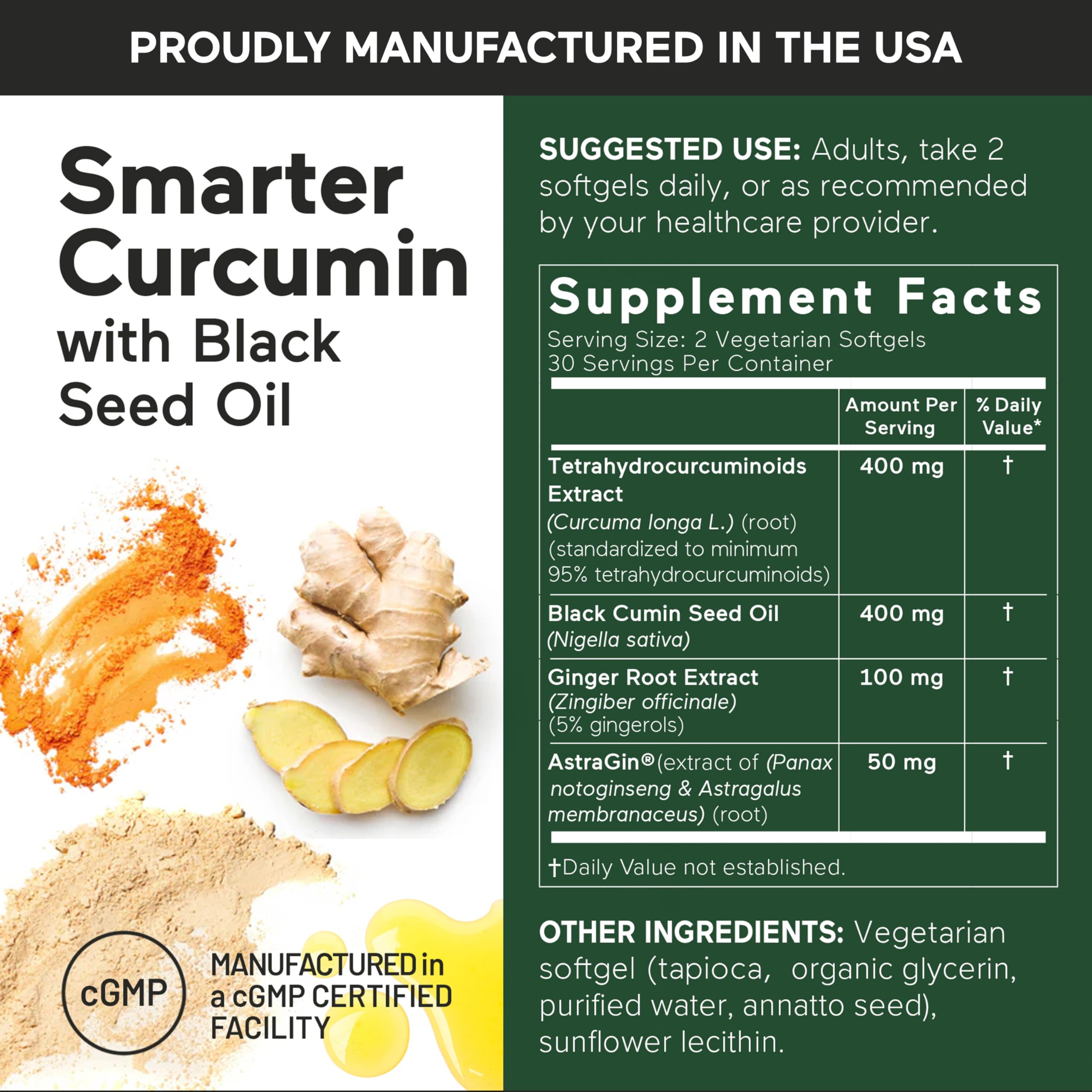 SMARTERNUTRITION Curcumin Softgels – Vegan 400 mg, High Absorption, Black Seed Oil & Ginger, 360 Ct