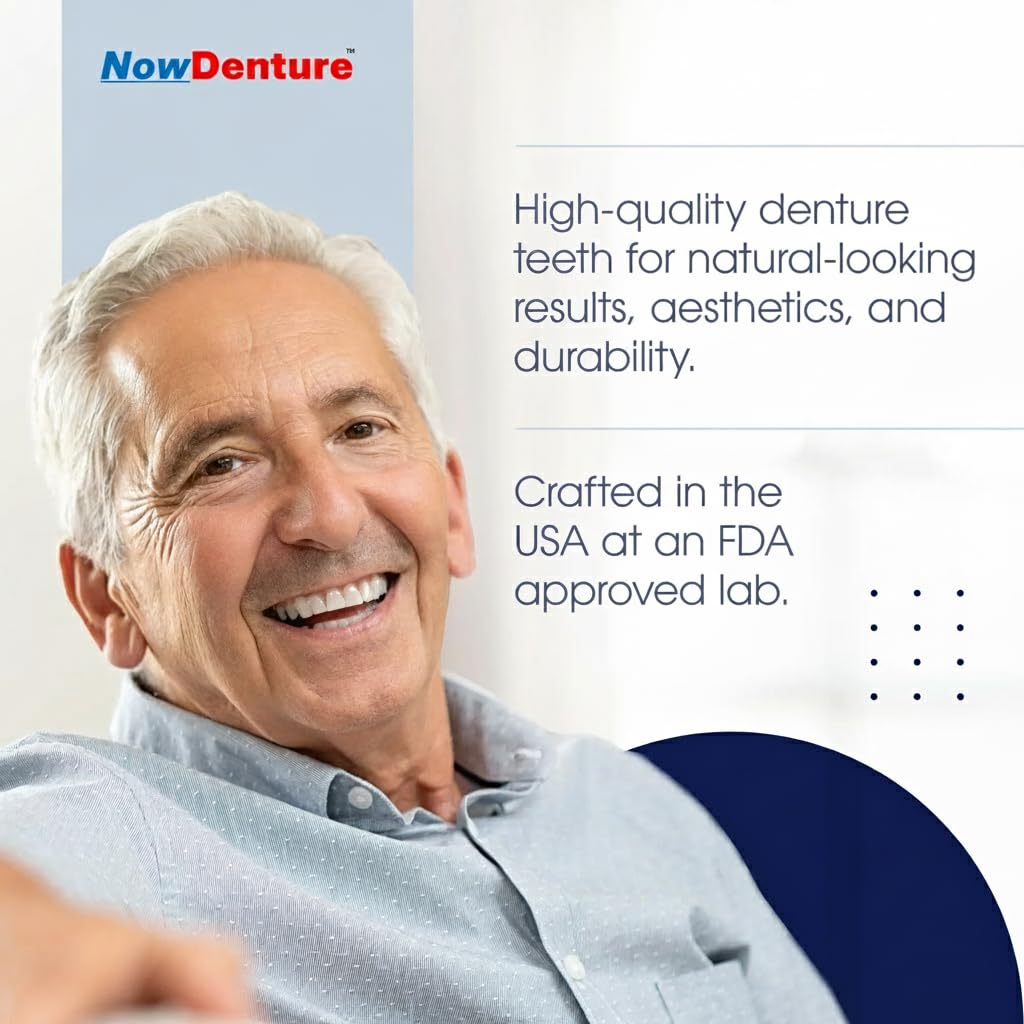 Heat and Fit NowDenture - Premium Immediate Lower Dentures, USA Made, Custom Fit