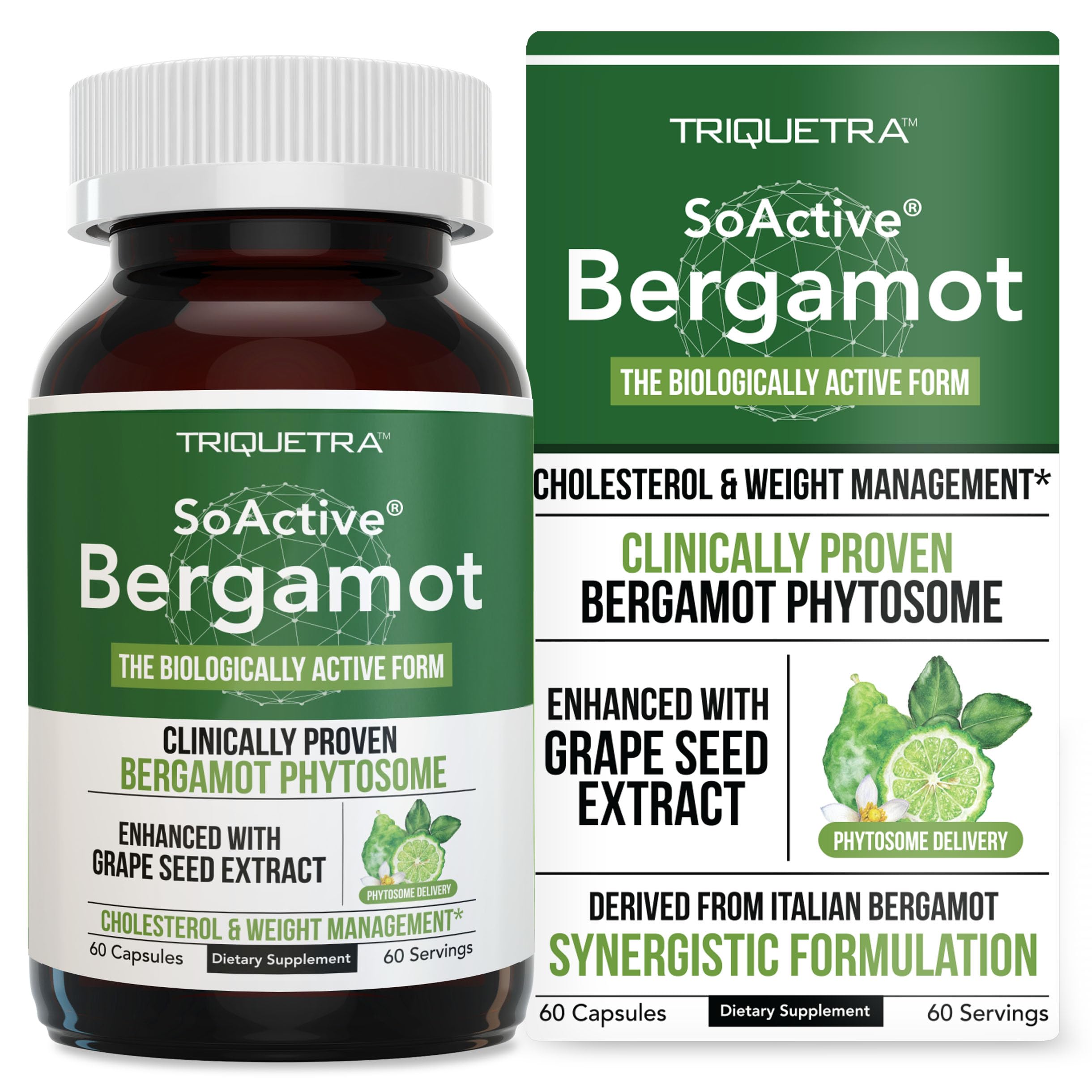 SoActive Bergamot 2.5X More Effective | Clinically Validated Citrus Bergamot Phytosome (60 Capsules)
