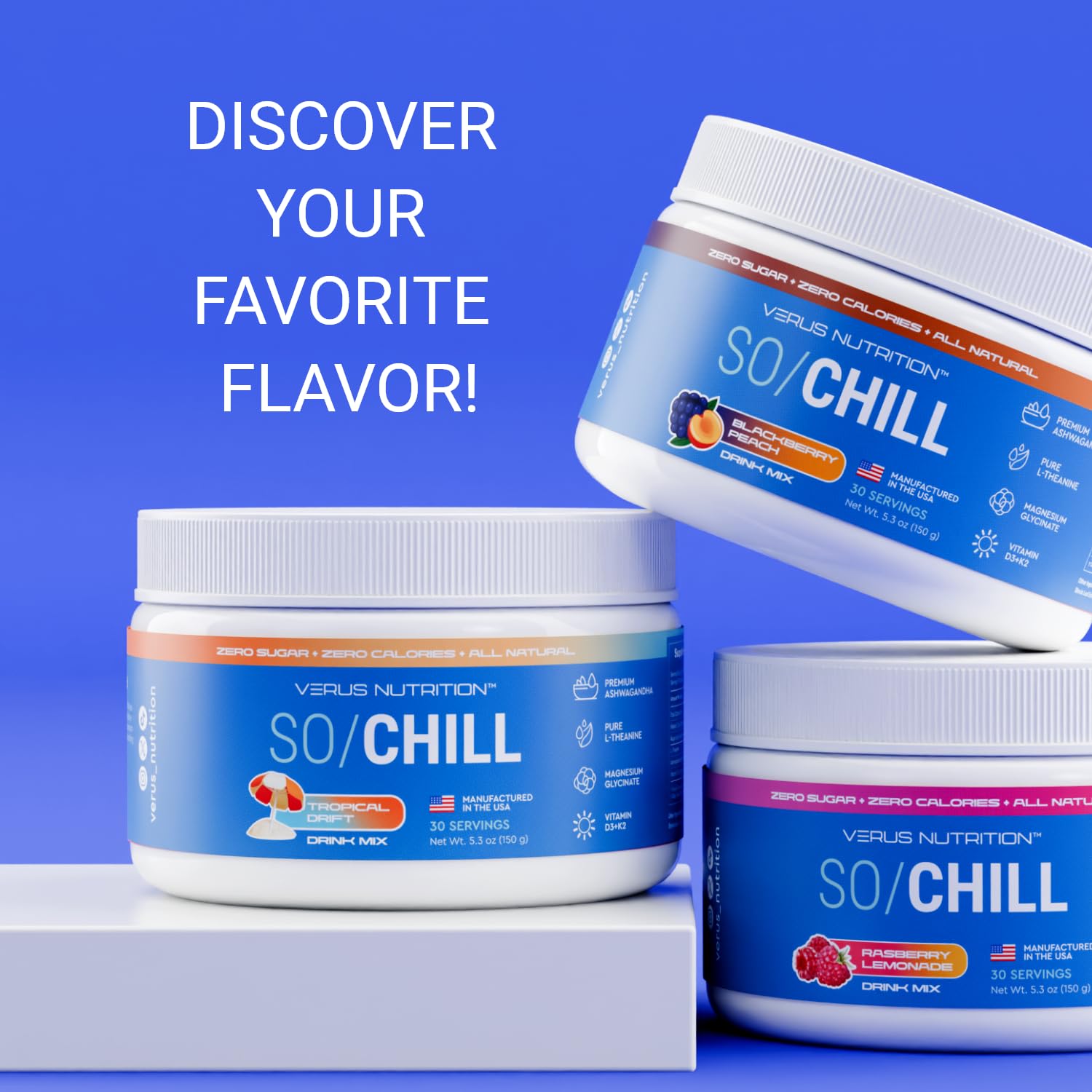 VERUS NUTRITION SoChill Powdered Drink Mix – Tropical Drift (Blackberry Peach) | No Sugar | Relaxation & Mood Support