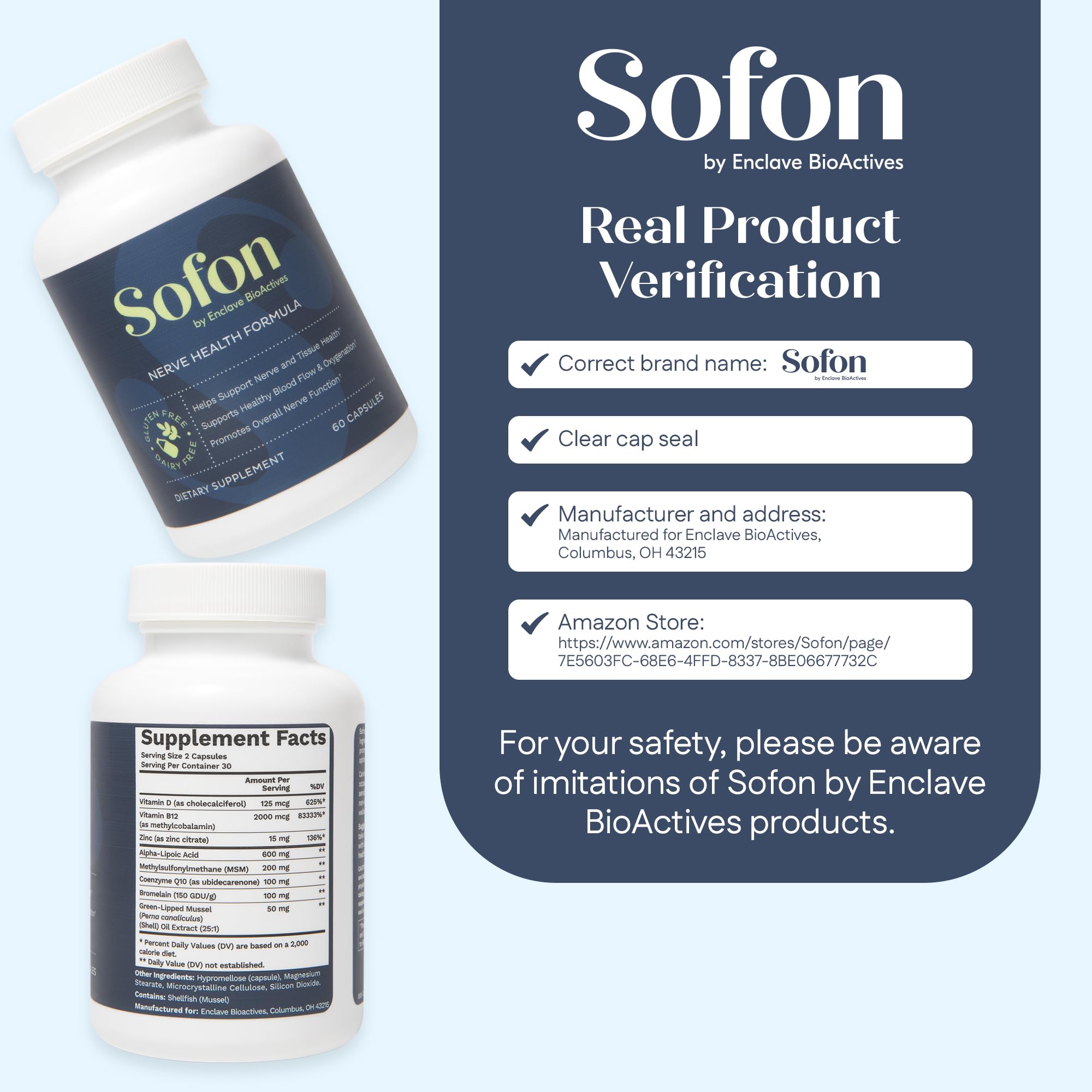 Sofon Nerve Support 4 Pack – Neuropathy Supplement (60 Caps) for Healthy Feet