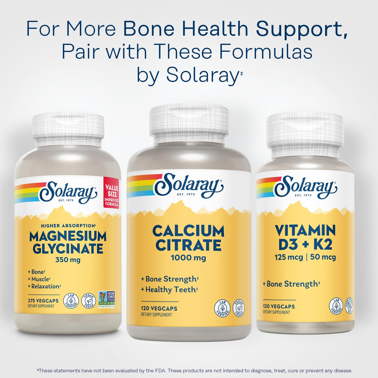 Solaray Calcium Citrate 1000mg – Chelated Calcium for Bone Health | Vegan