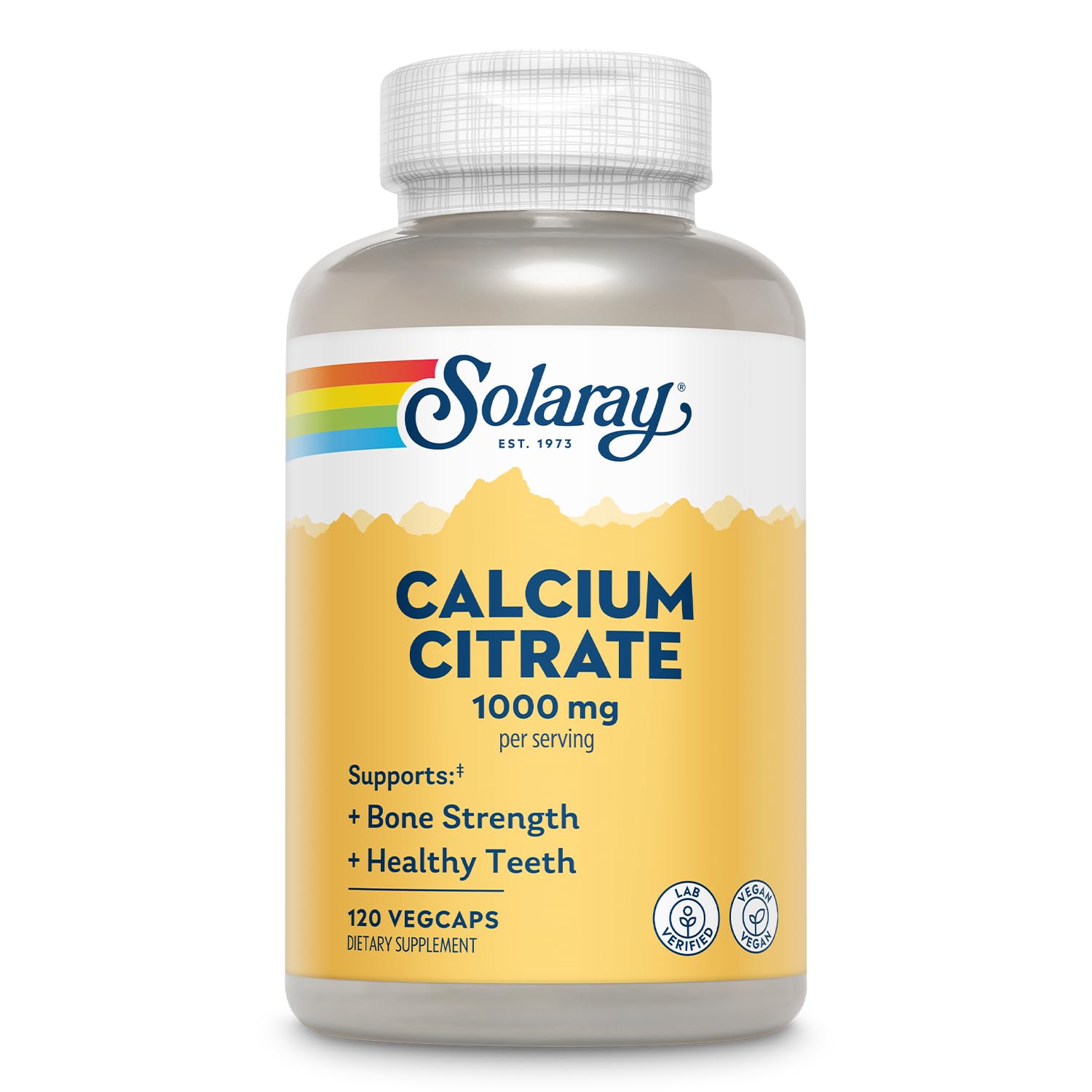 Solaray Calcium Citrate 1000mg – Chelated Calcium for Bone Health | Vegan