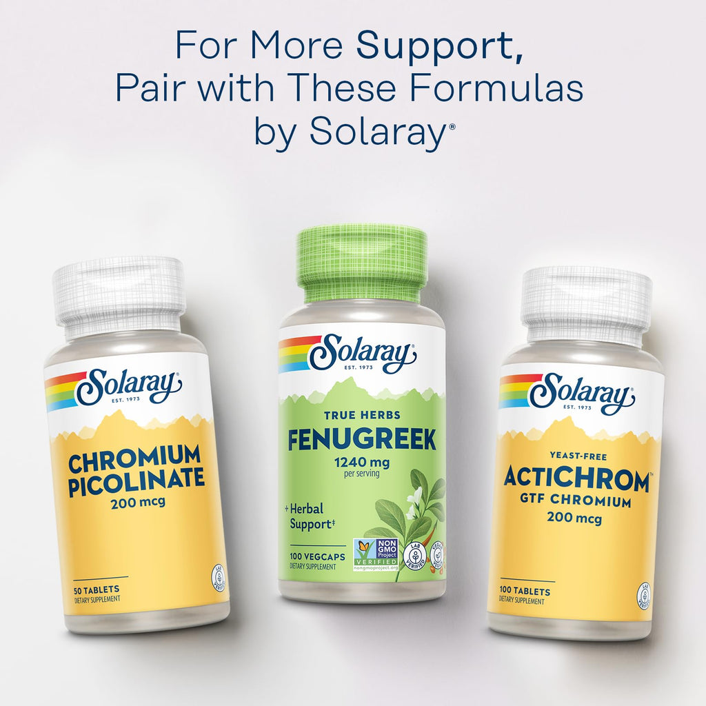 SOLARAY Fenugreek Seed 1240 mg - Healthy Digestion Support, Vegan & Lab Verified, 50 Servings, 100 VegCaps