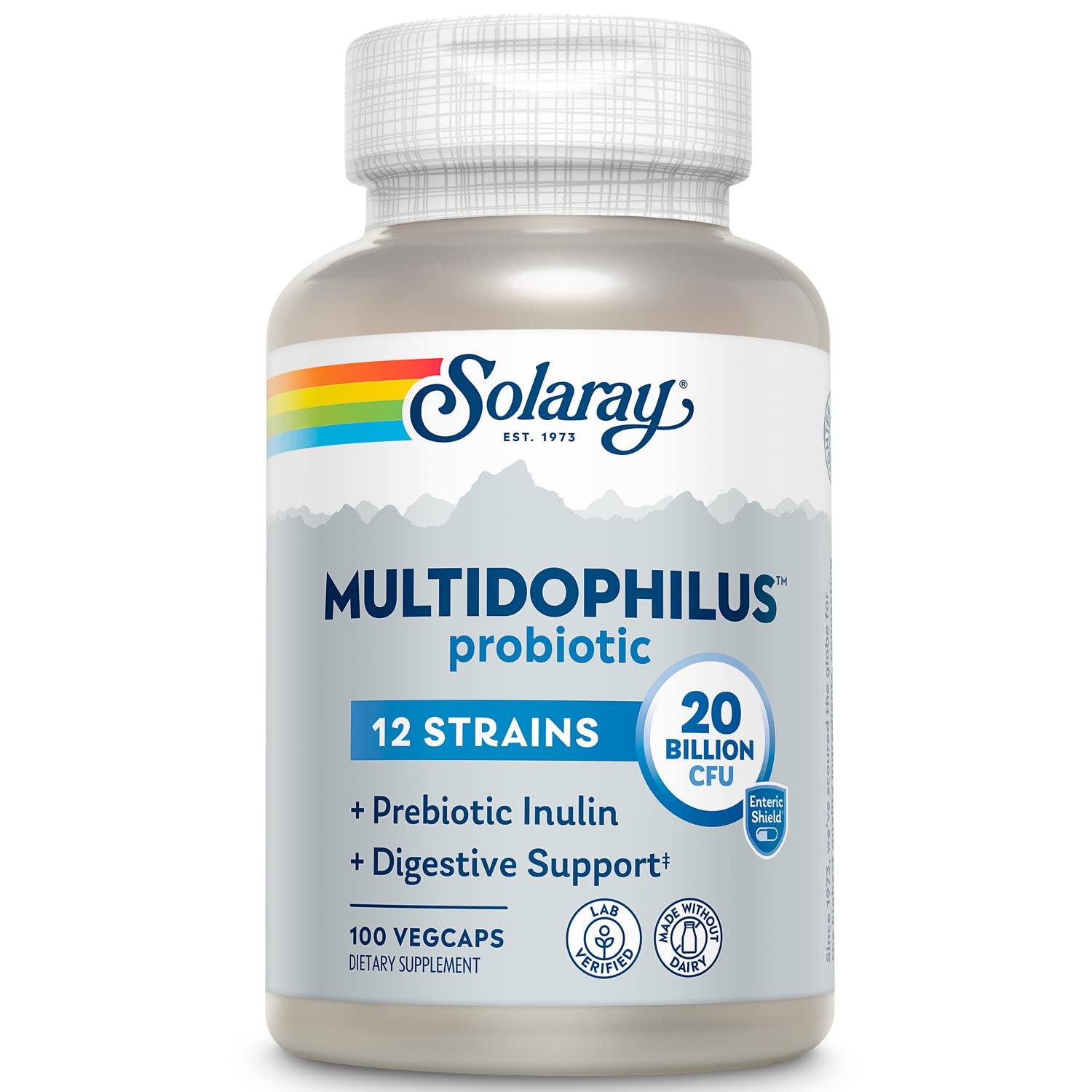 SOLARAY Multidophilus 12 Strain Probiotic – 20 Billion CFU, Digestive Health