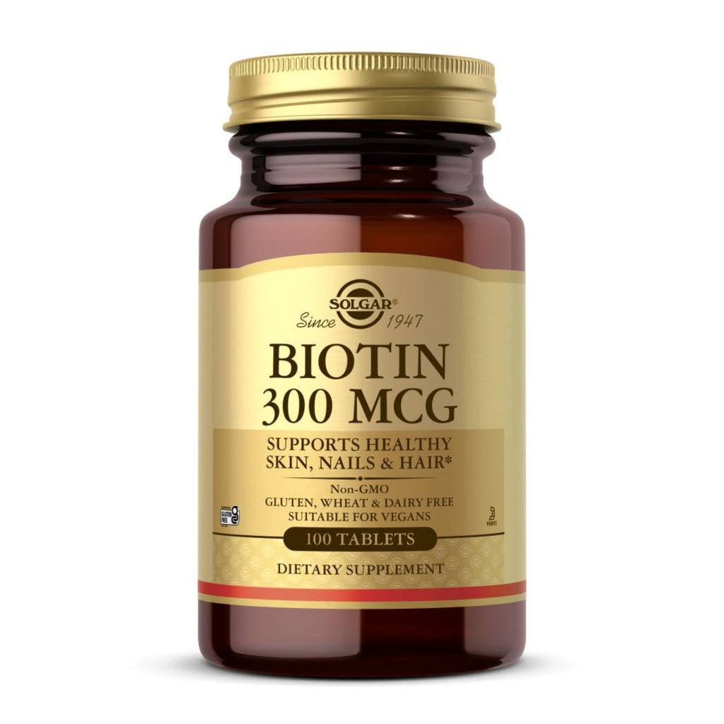 Solgar Biotin 300 mcg - 100 Tablets - Supports Skin, Nails & Hair - Non-GMO, Vegan, Gluten Free, Dairy Free, Kosher - 100 Servings
